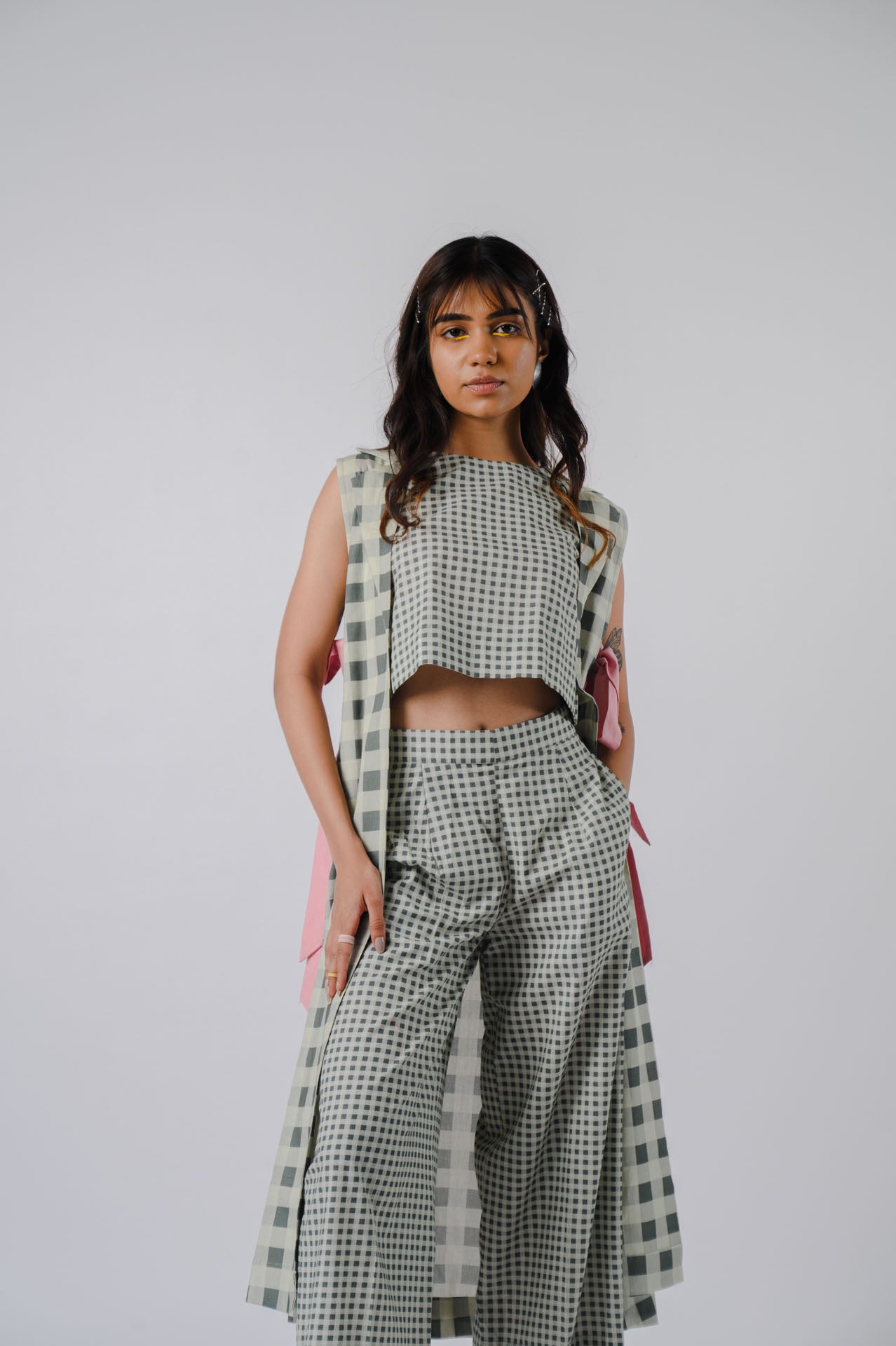 Black And White Checkered Jacket Set