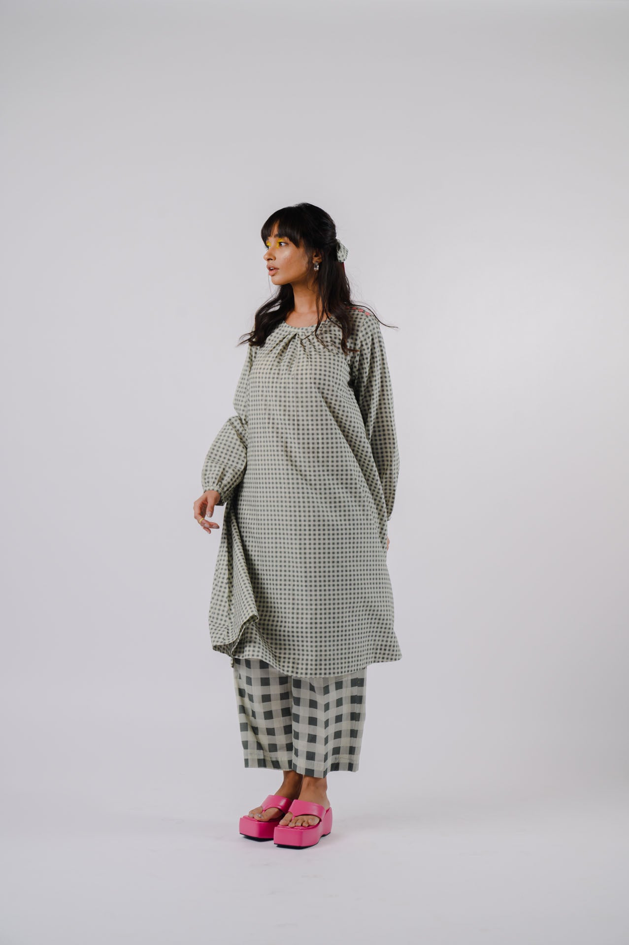 Black And White Small Checkered Kurta