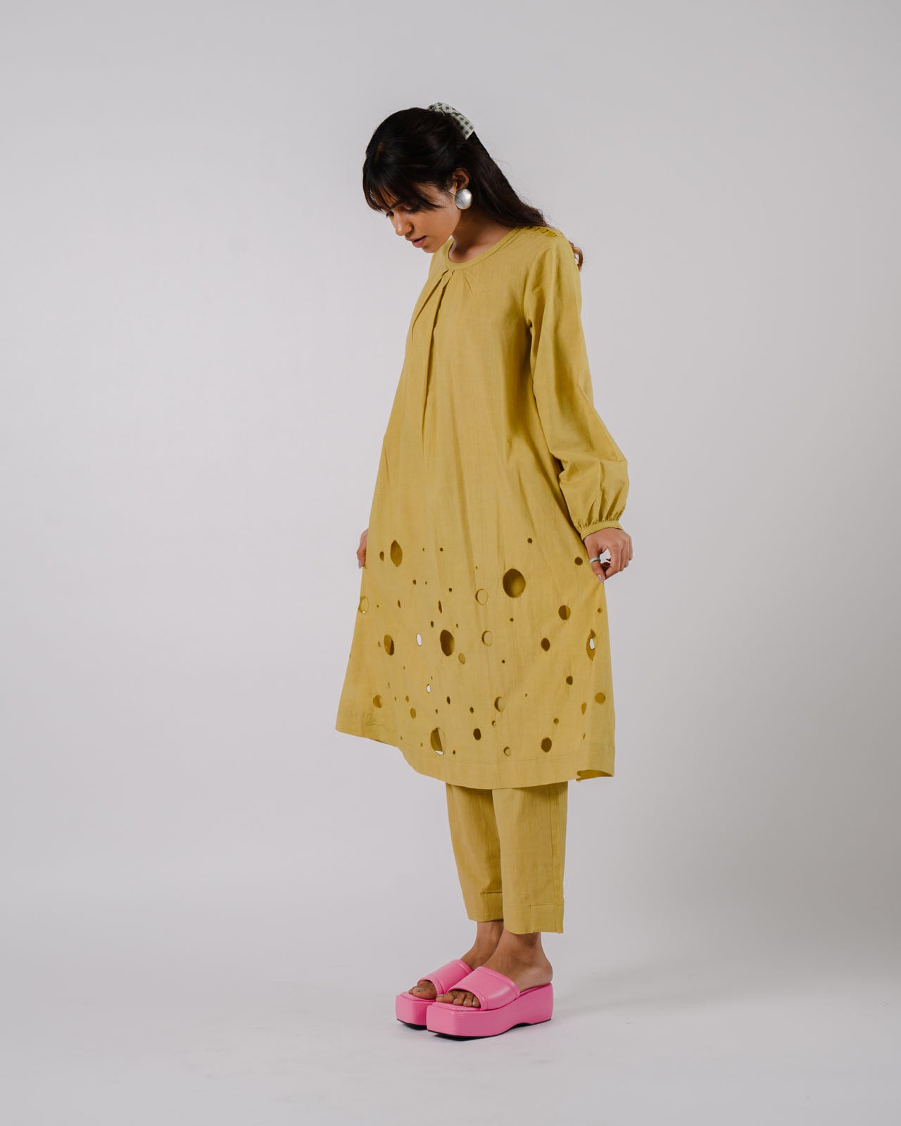 Lime Green Cutwork Kurta Set