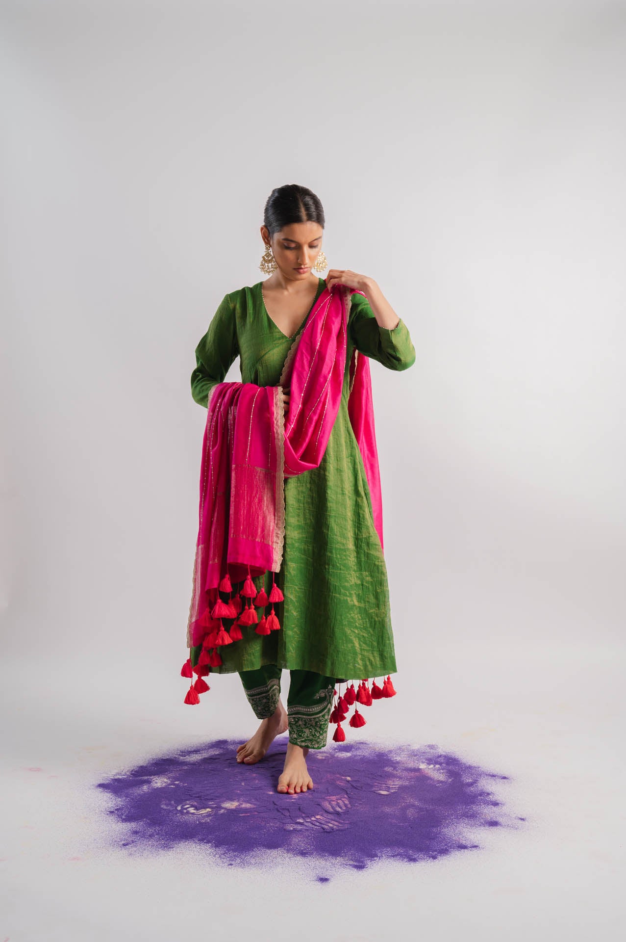 Pink Moonga Silk Dupatta