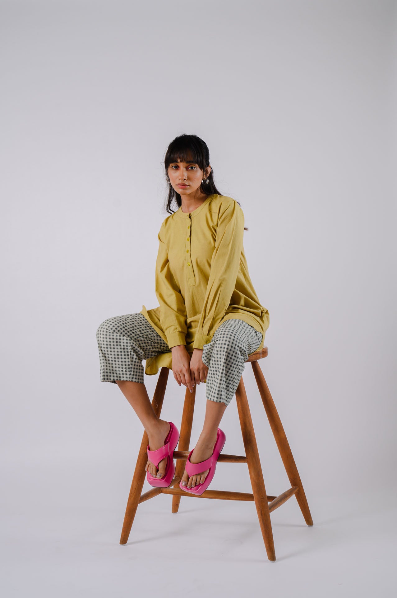 Lime Green High-Low Cutwork Tunic