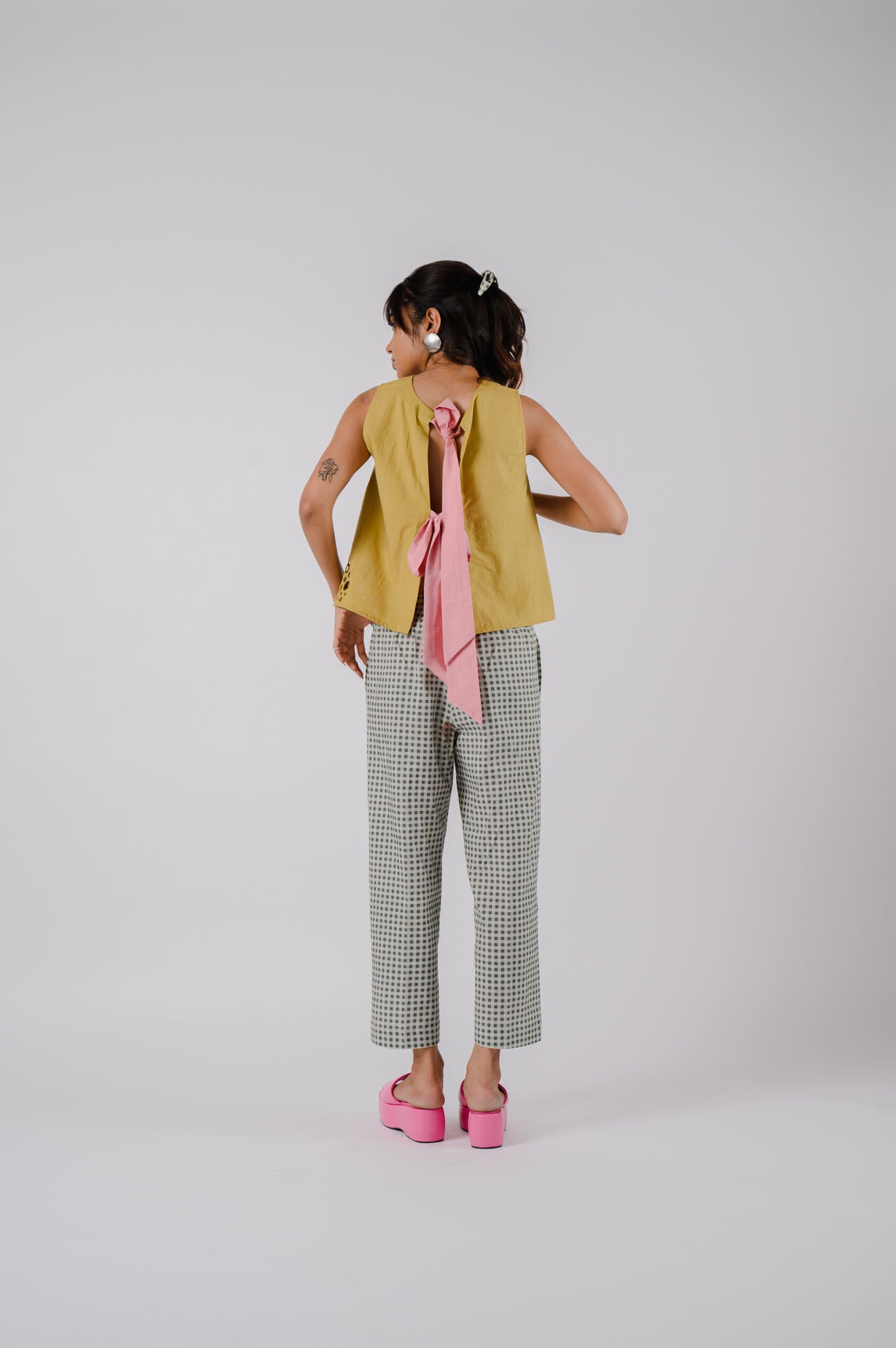 Lime Green Bowtie Crop Top