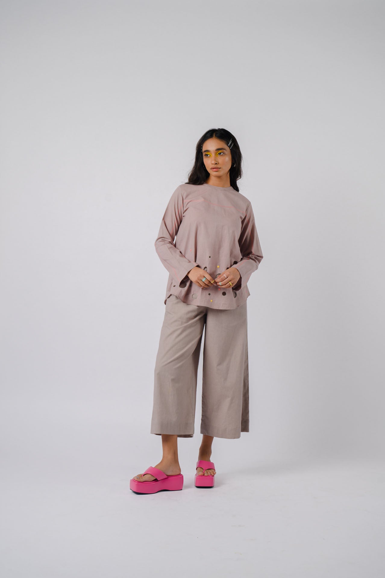 Grey Cutwork Co-Ord Set