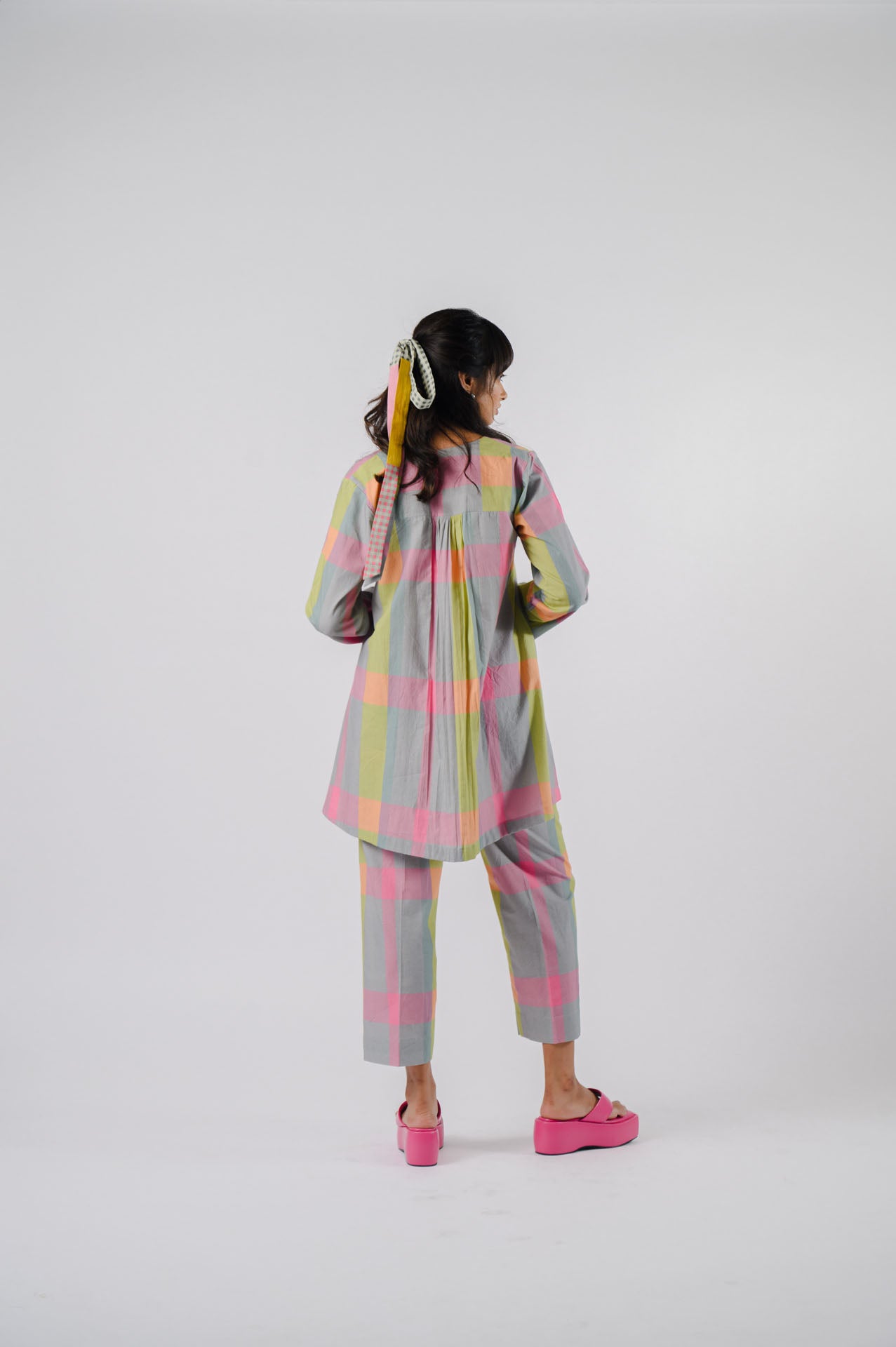 Grey Multi-Colour Checkered Co-ord Set