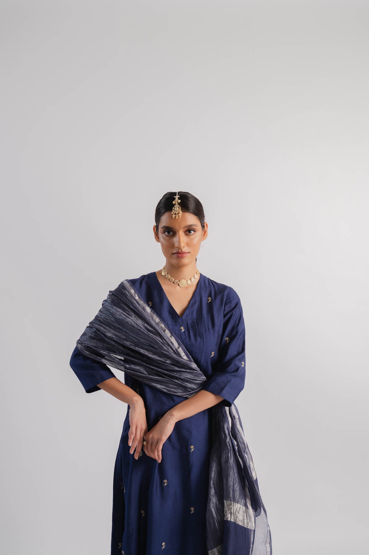 Blue Chanderi Dupatta