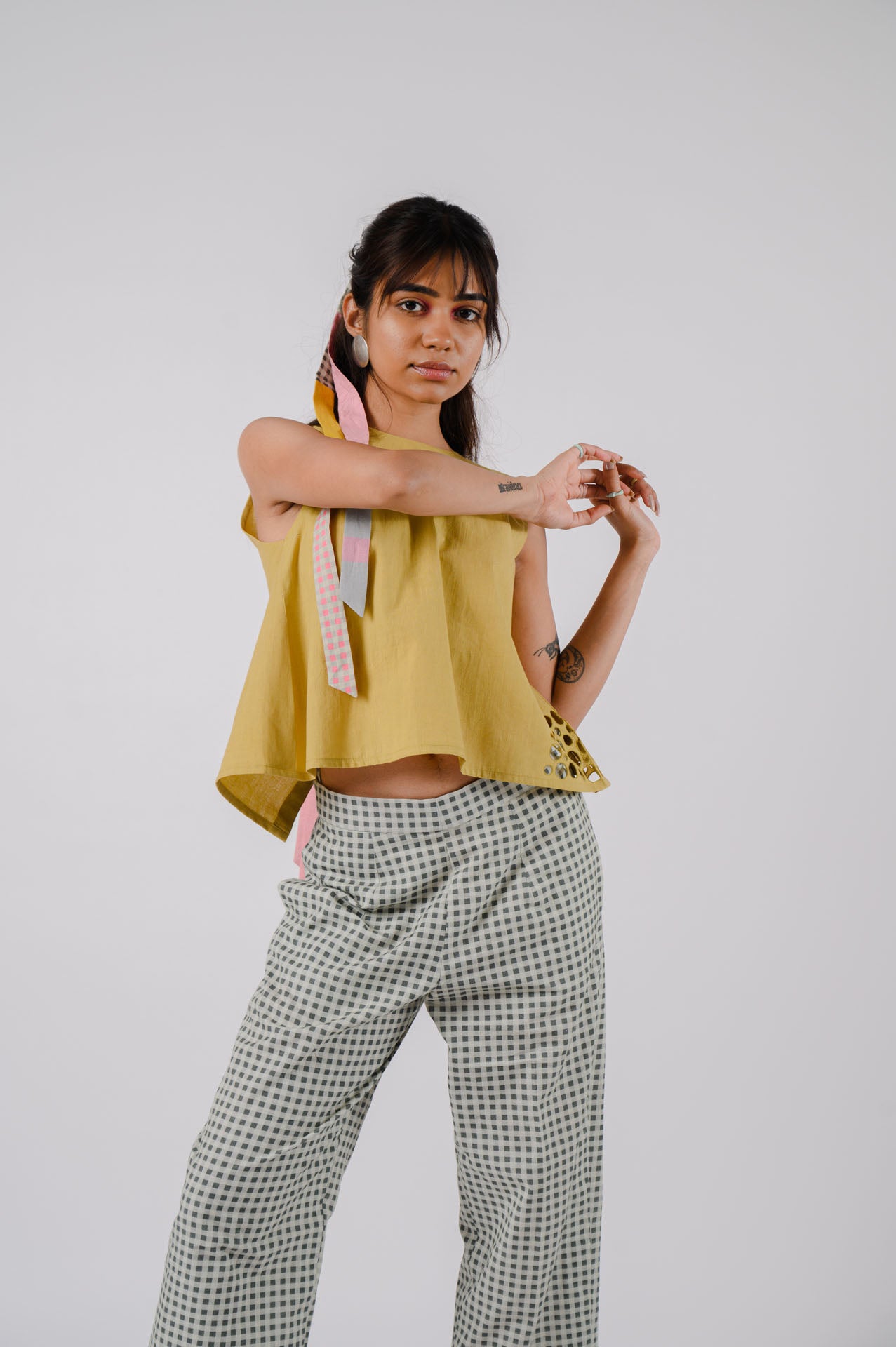 Lime Green Bowtie Crop Top