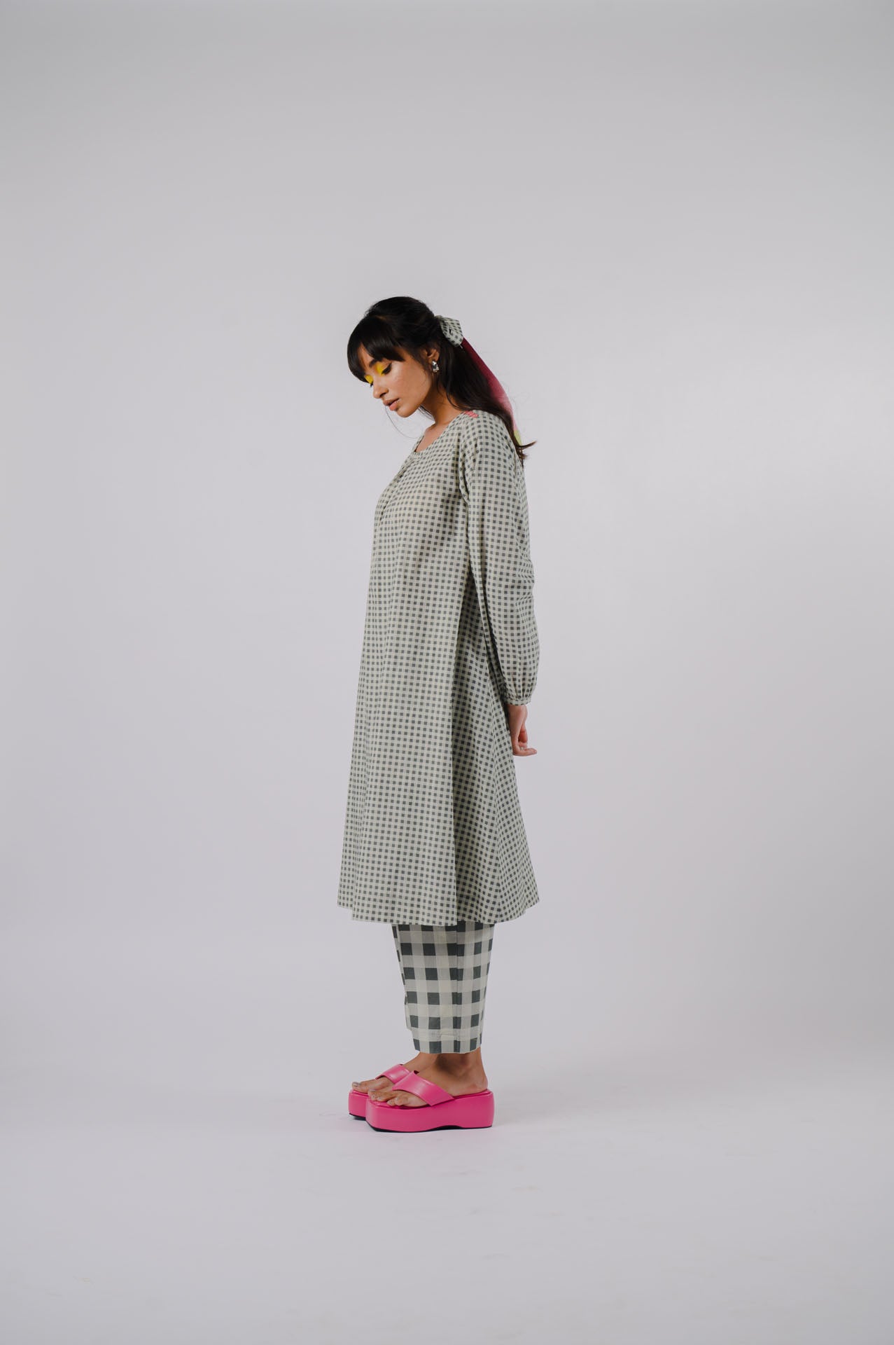 Black & White Checkered Kurta Set