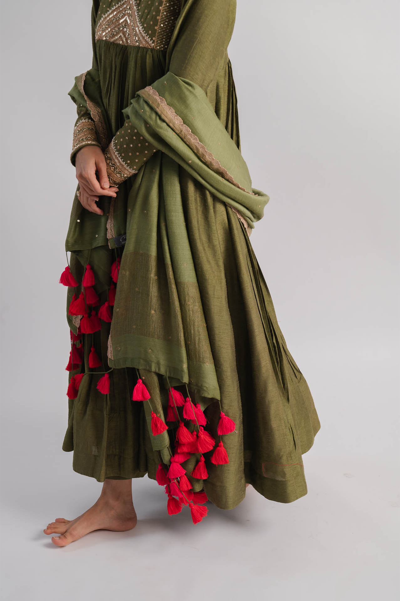 Green Moonga Silk Dupatta
