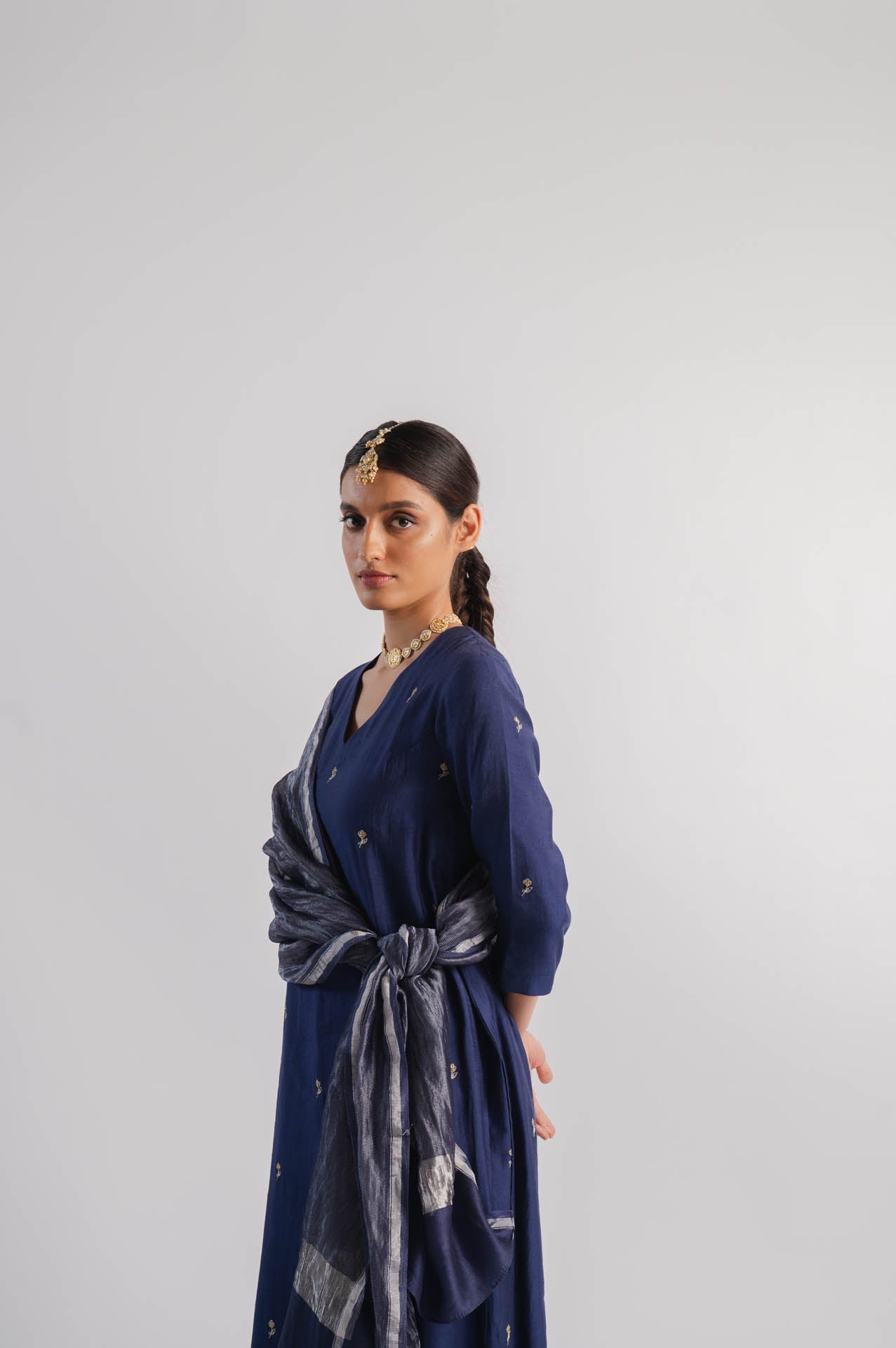 Blue Chanderi Dupatta