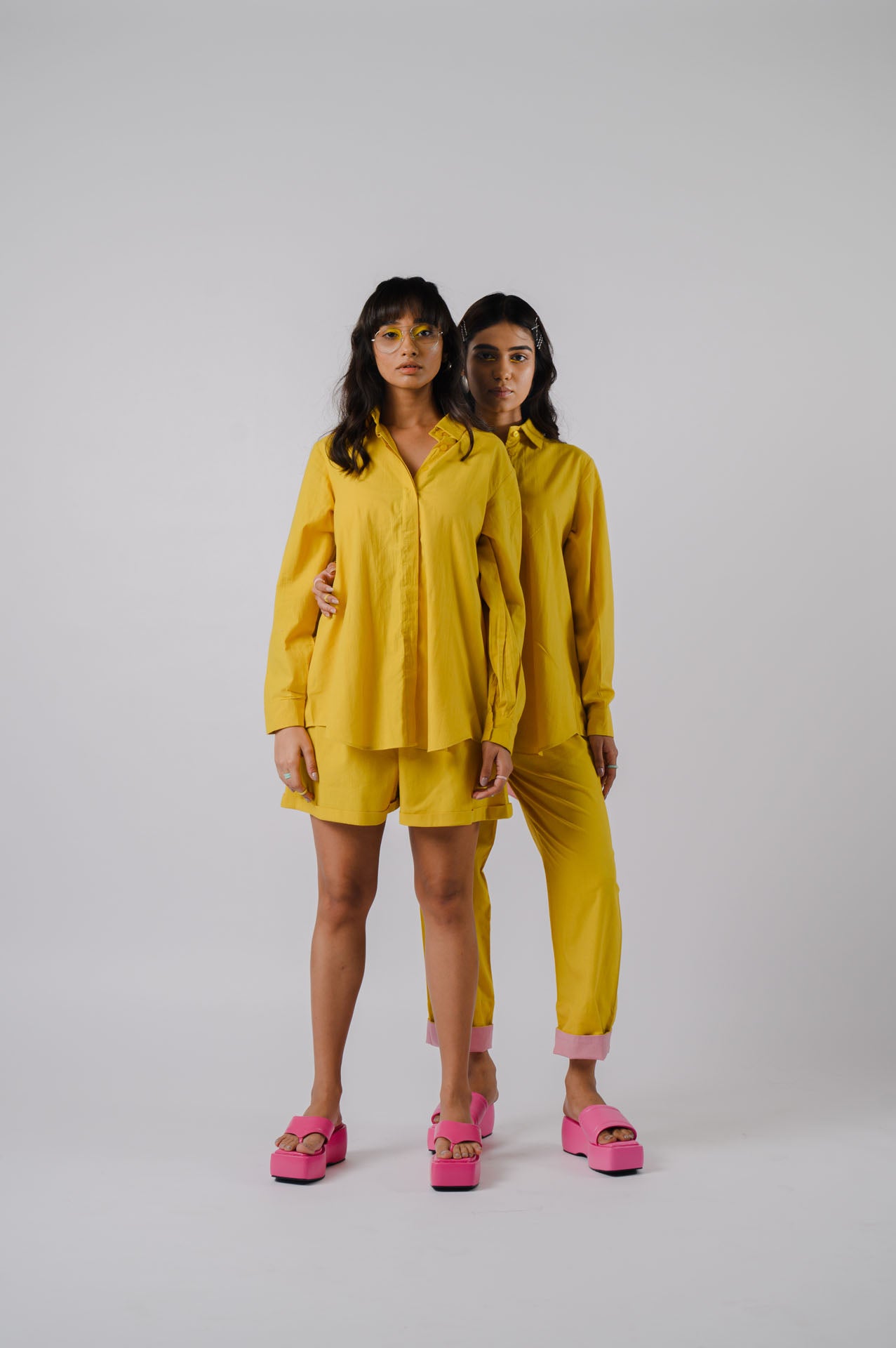 Yellow Bowtie Shirt With Shorts