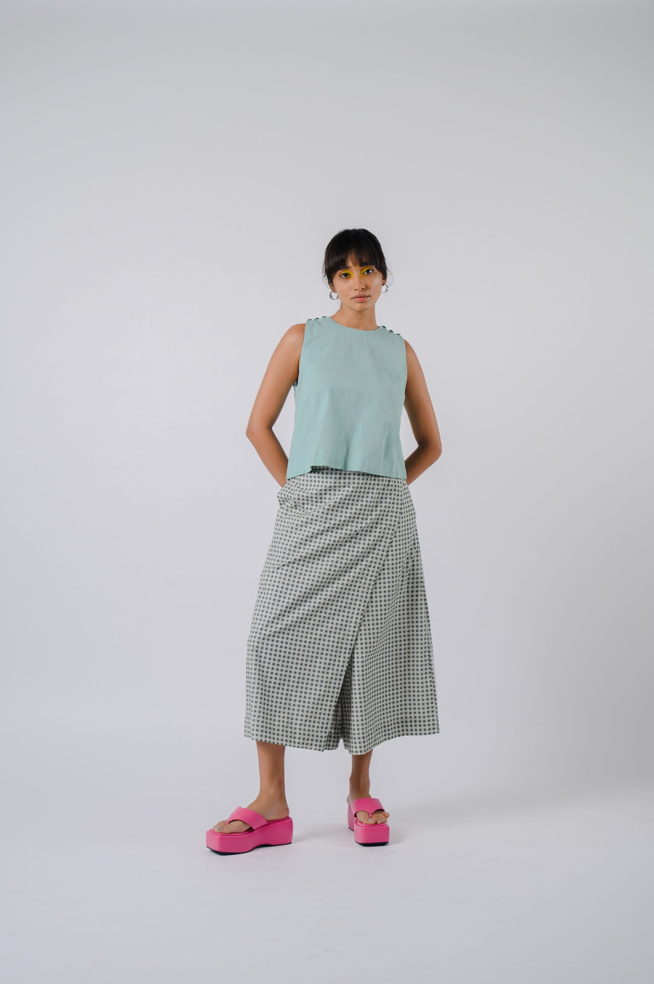 Sea Green Checkered Surface Crop Top