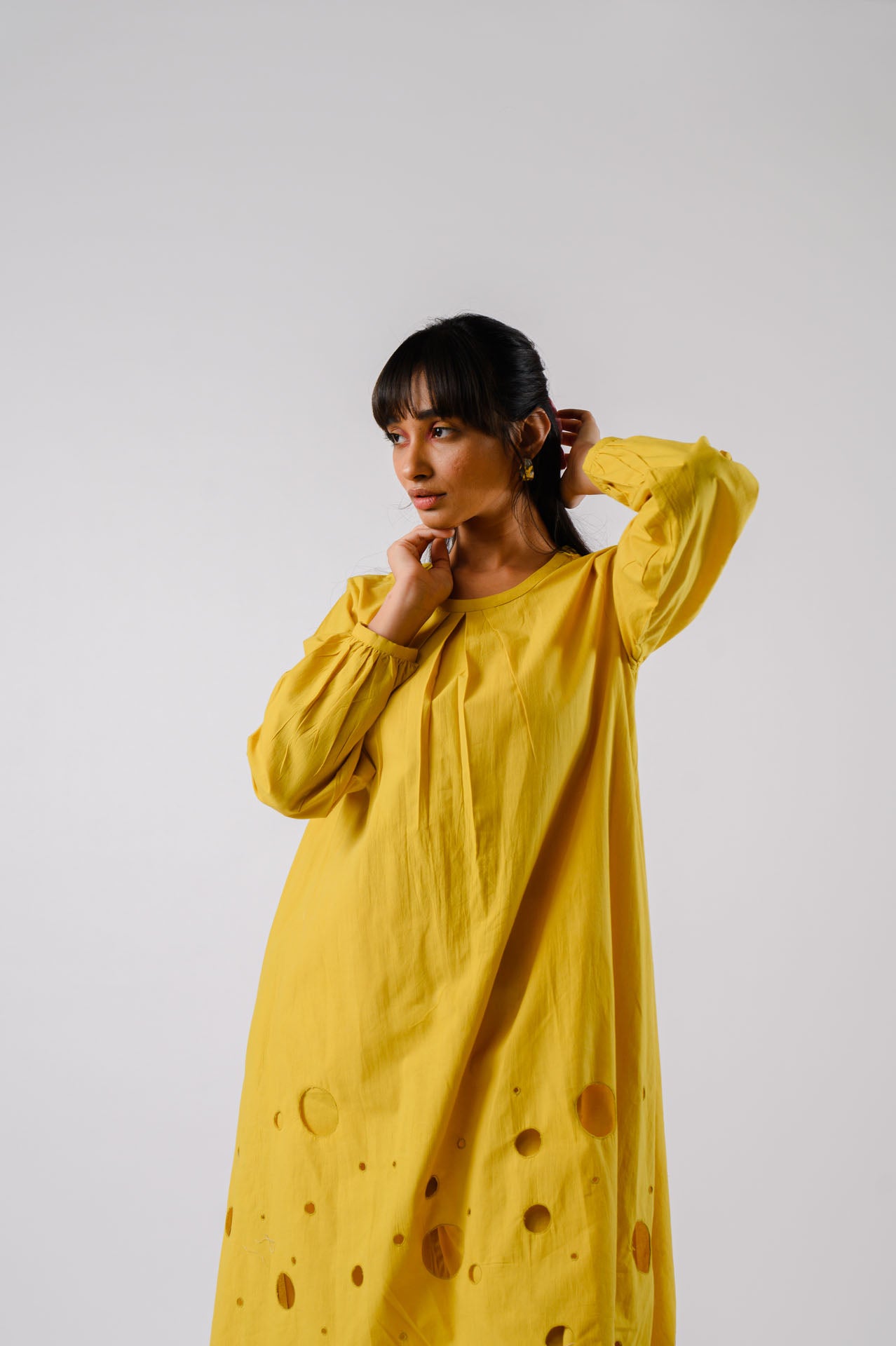 Yellow Cutwork Kurta Set