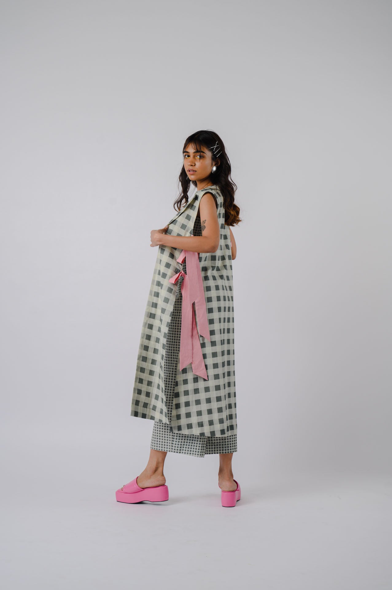 Black And White Checkered Jacket Set