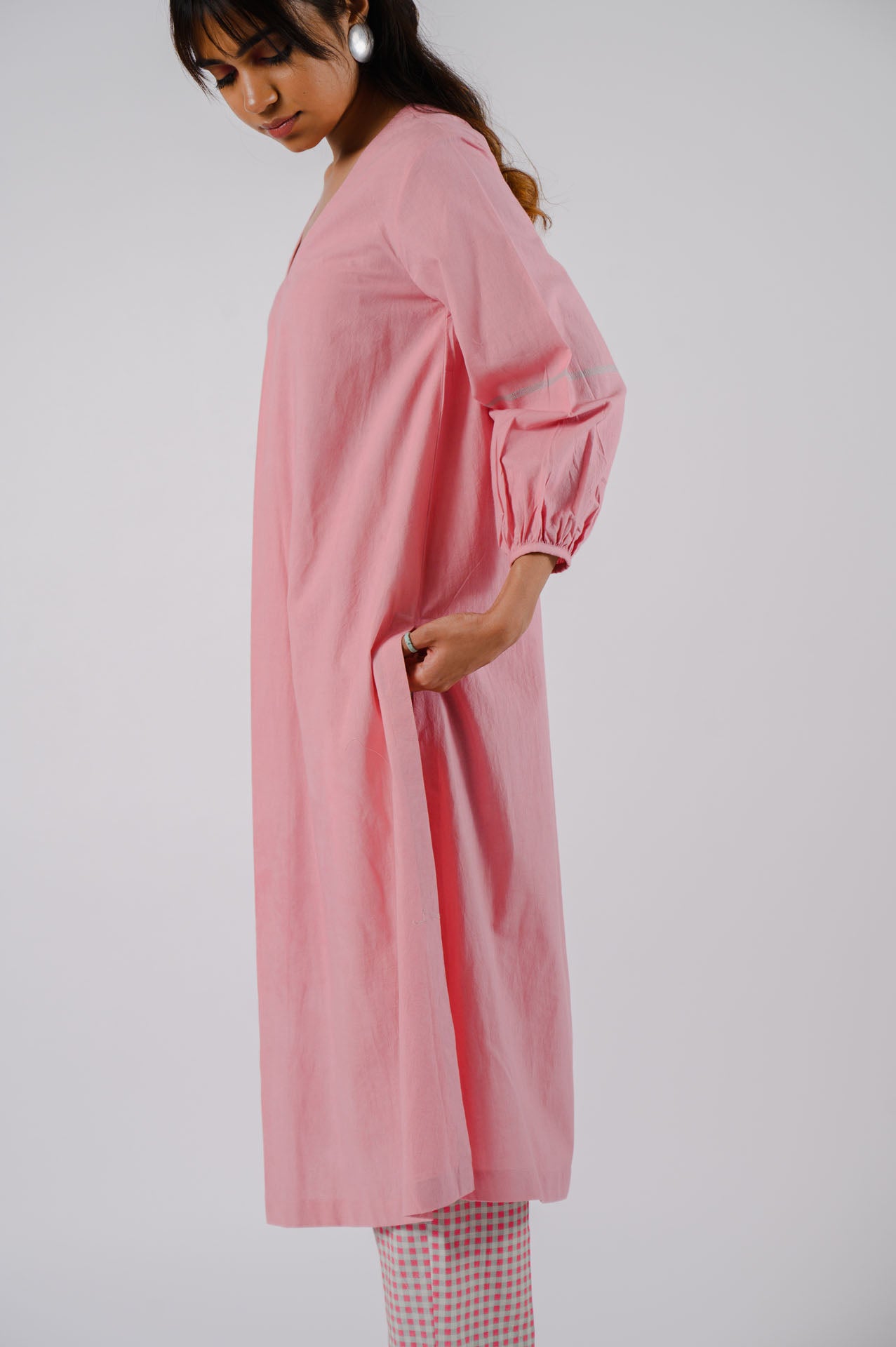 Pink Box Pleat Kurta
