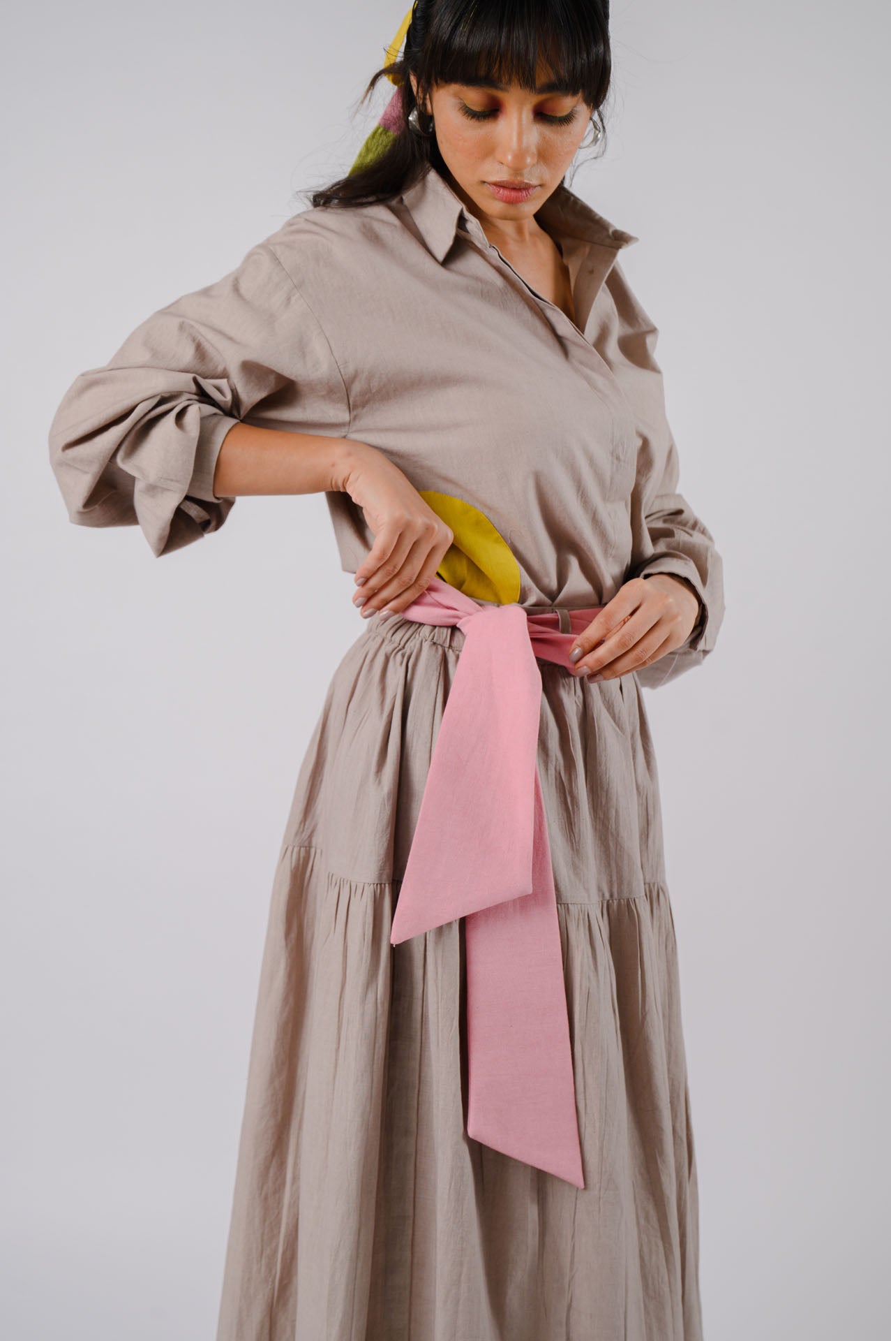 Grey Tiered Skirt Set