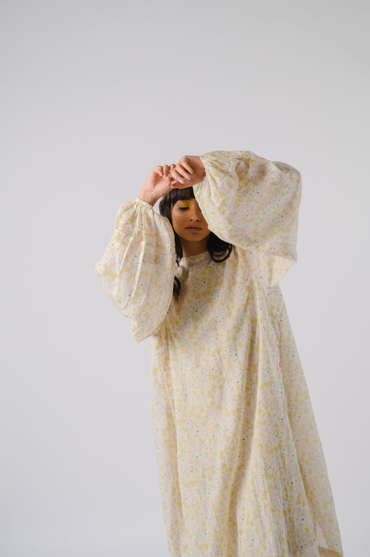 Lime Green Dress With Printed Overlay