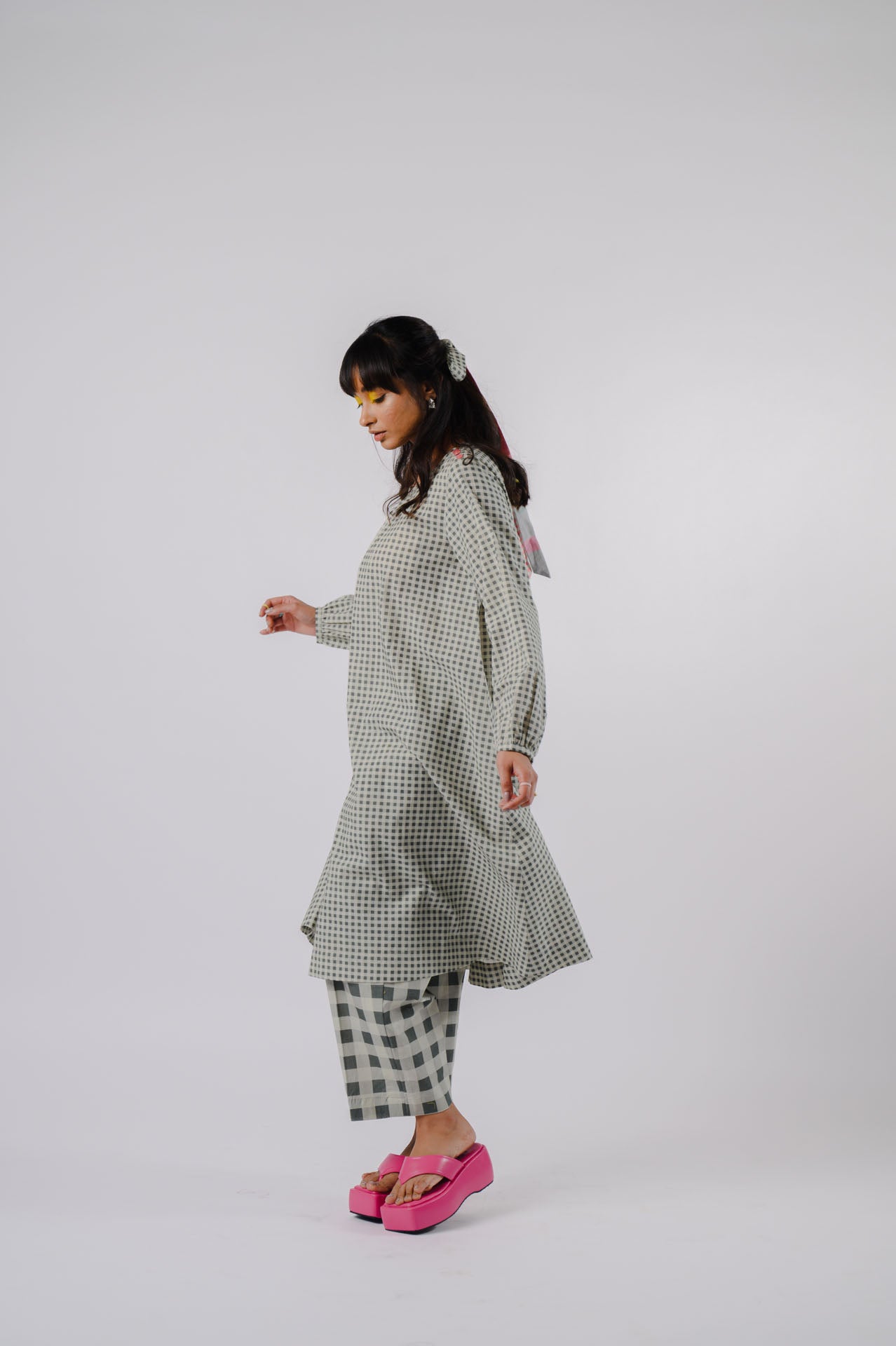 Black & White Checkered Kurta Set