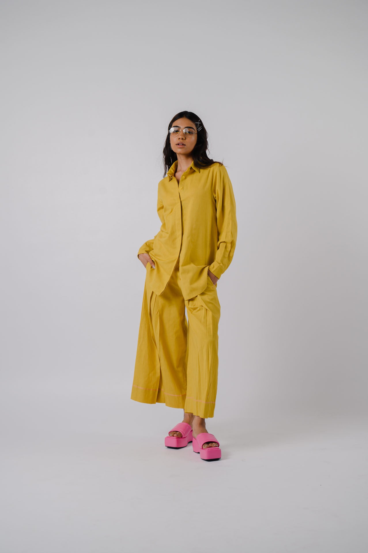 Yellow Checkered Surface Co-ord Set
