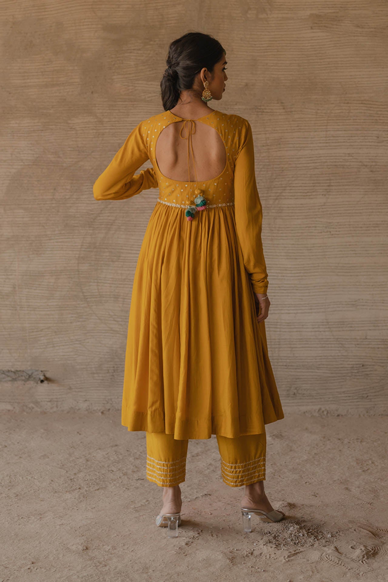 Mustard Anarkali Set