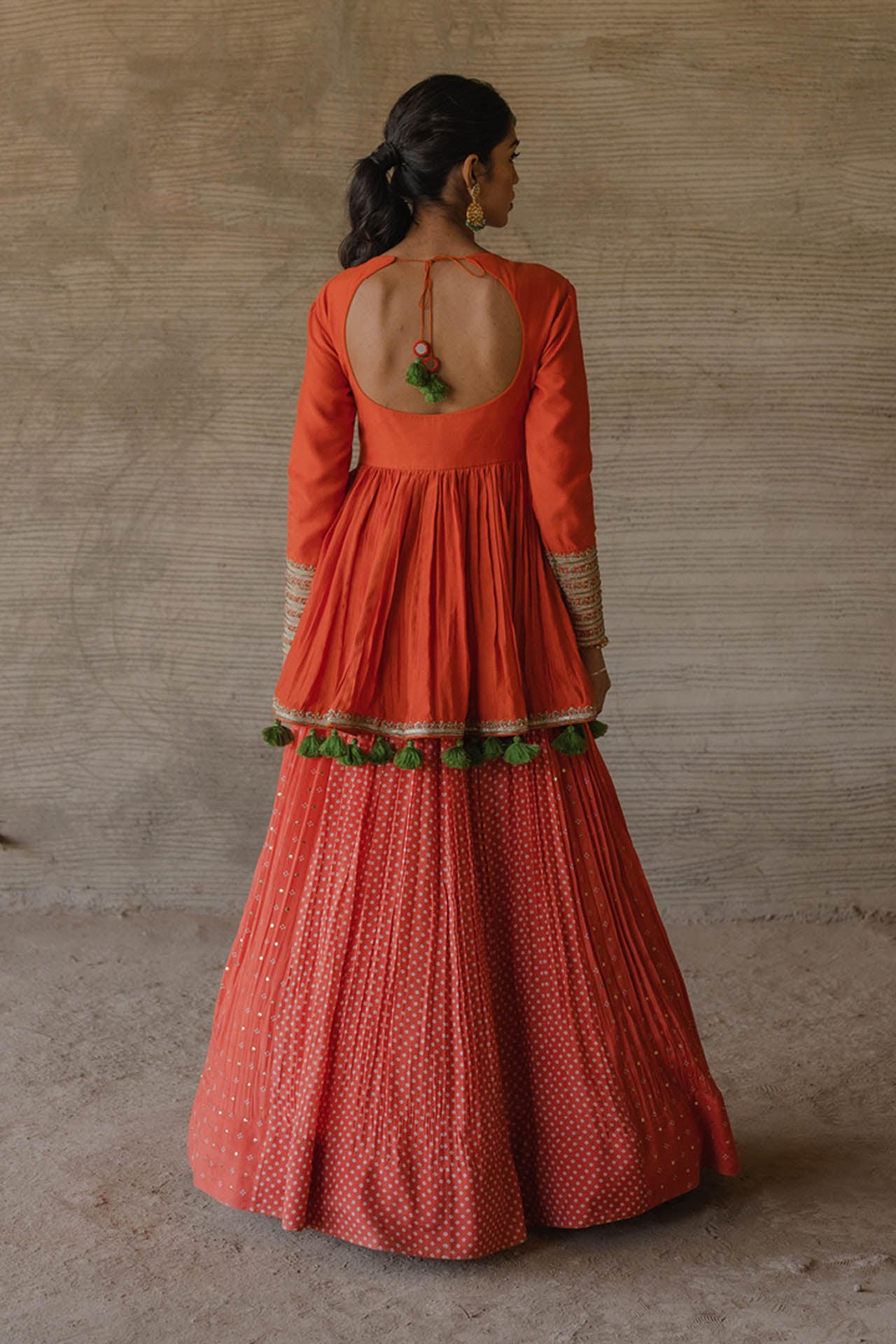 Orange Peplum Lehenga Set