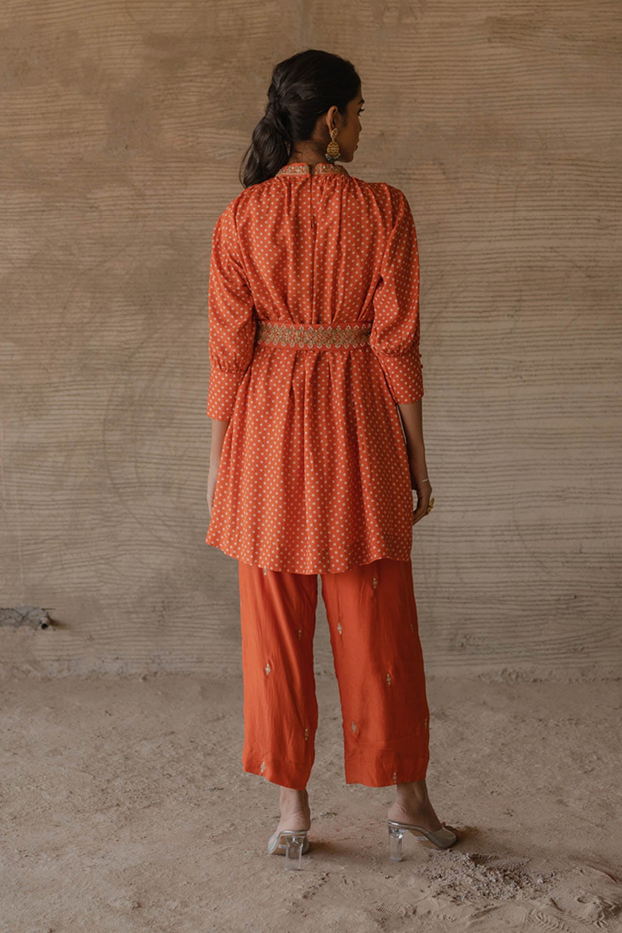 Orange Bandhej Co-Ord Set