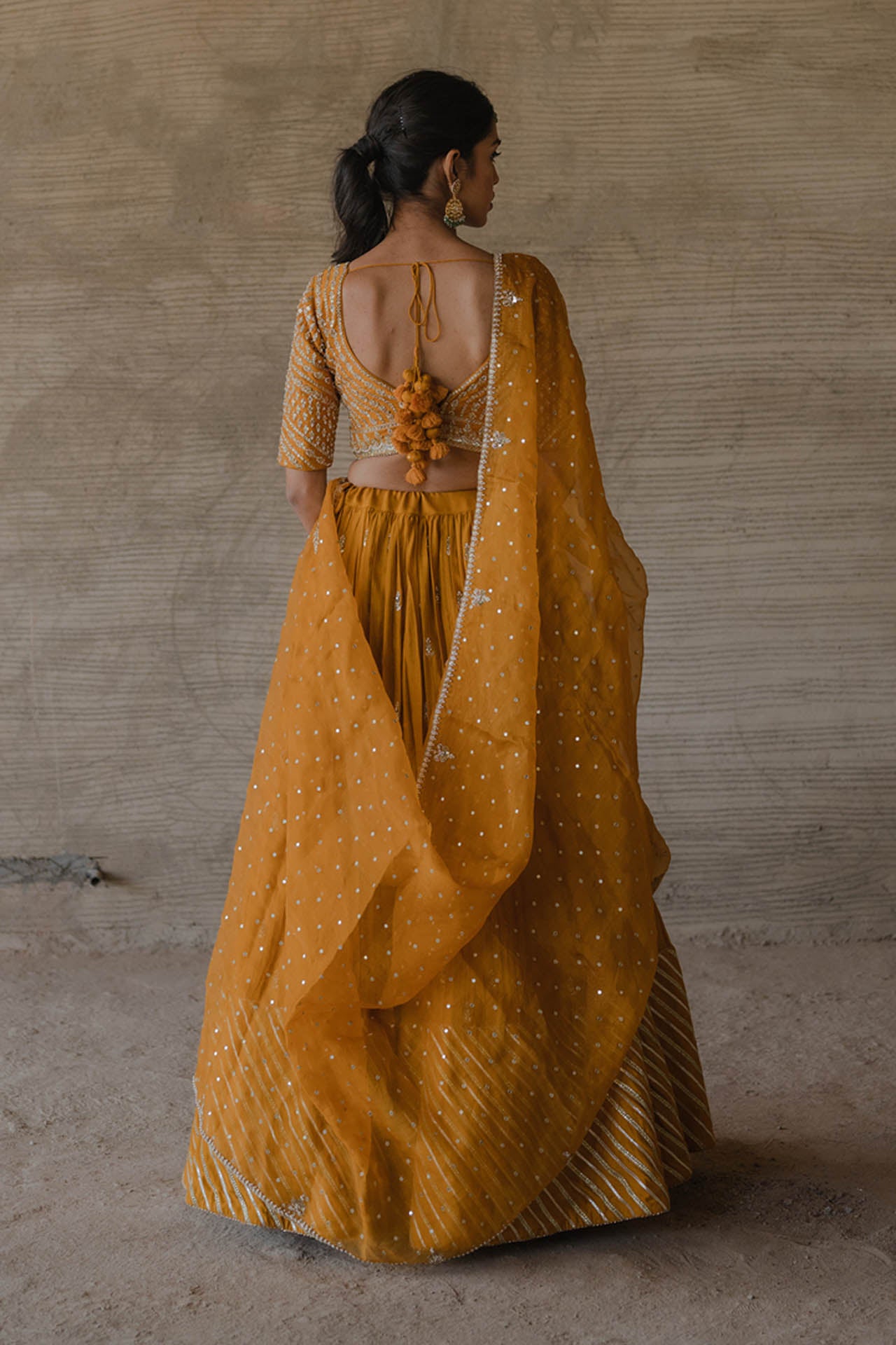 Mustard Spun Lehenga Set