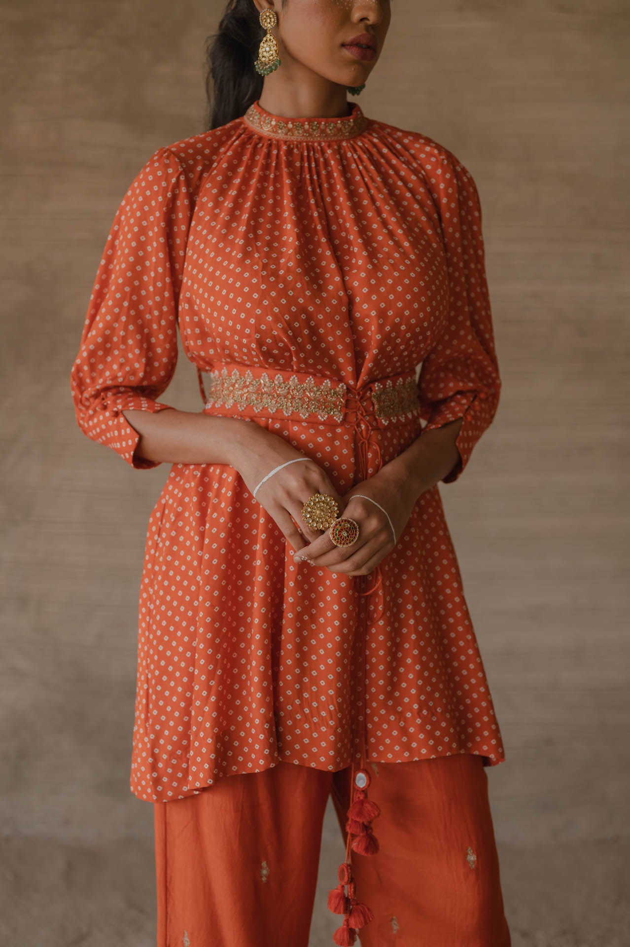 Orange Bandhej Co-Ord Set