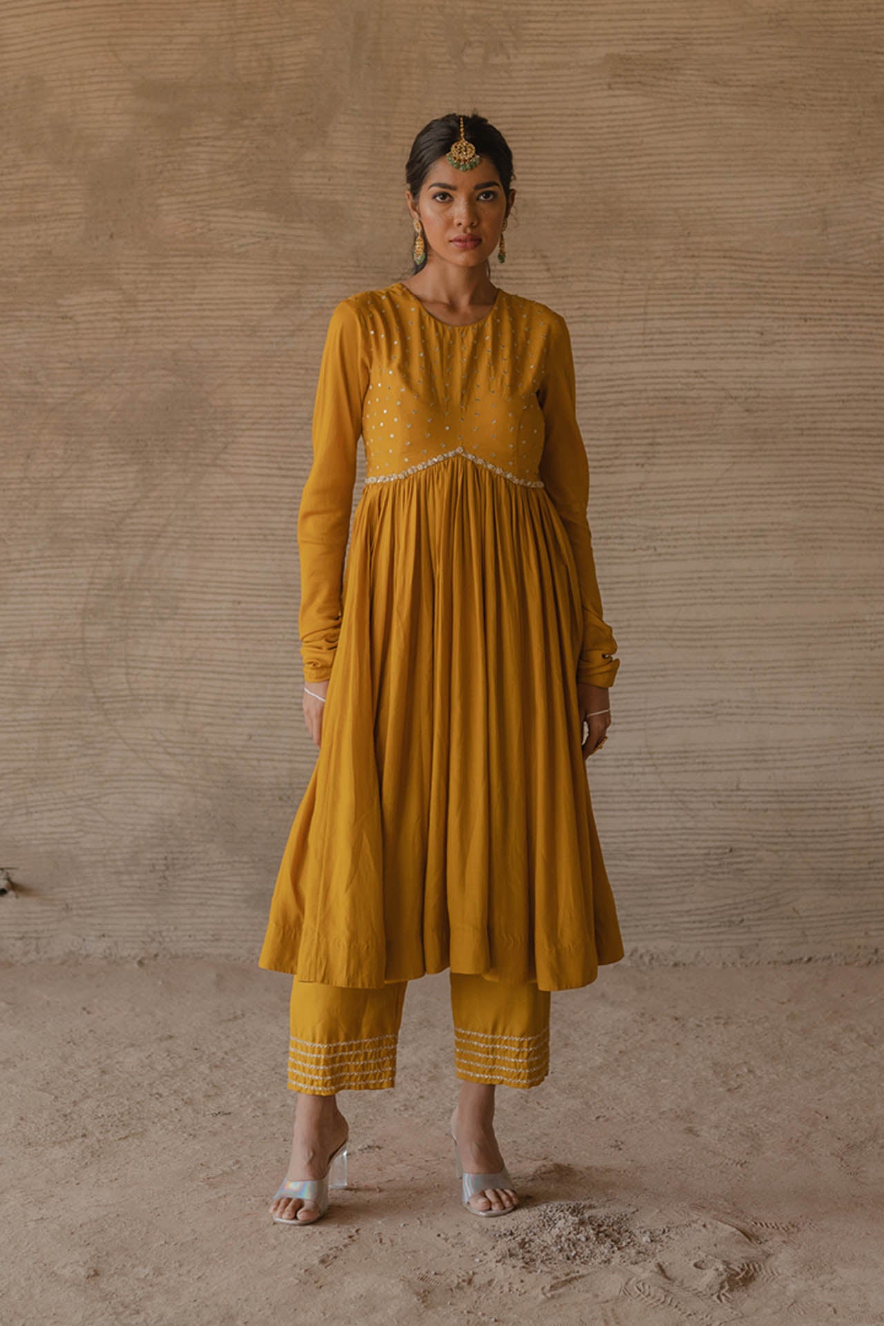 Mustard Anarkali Set