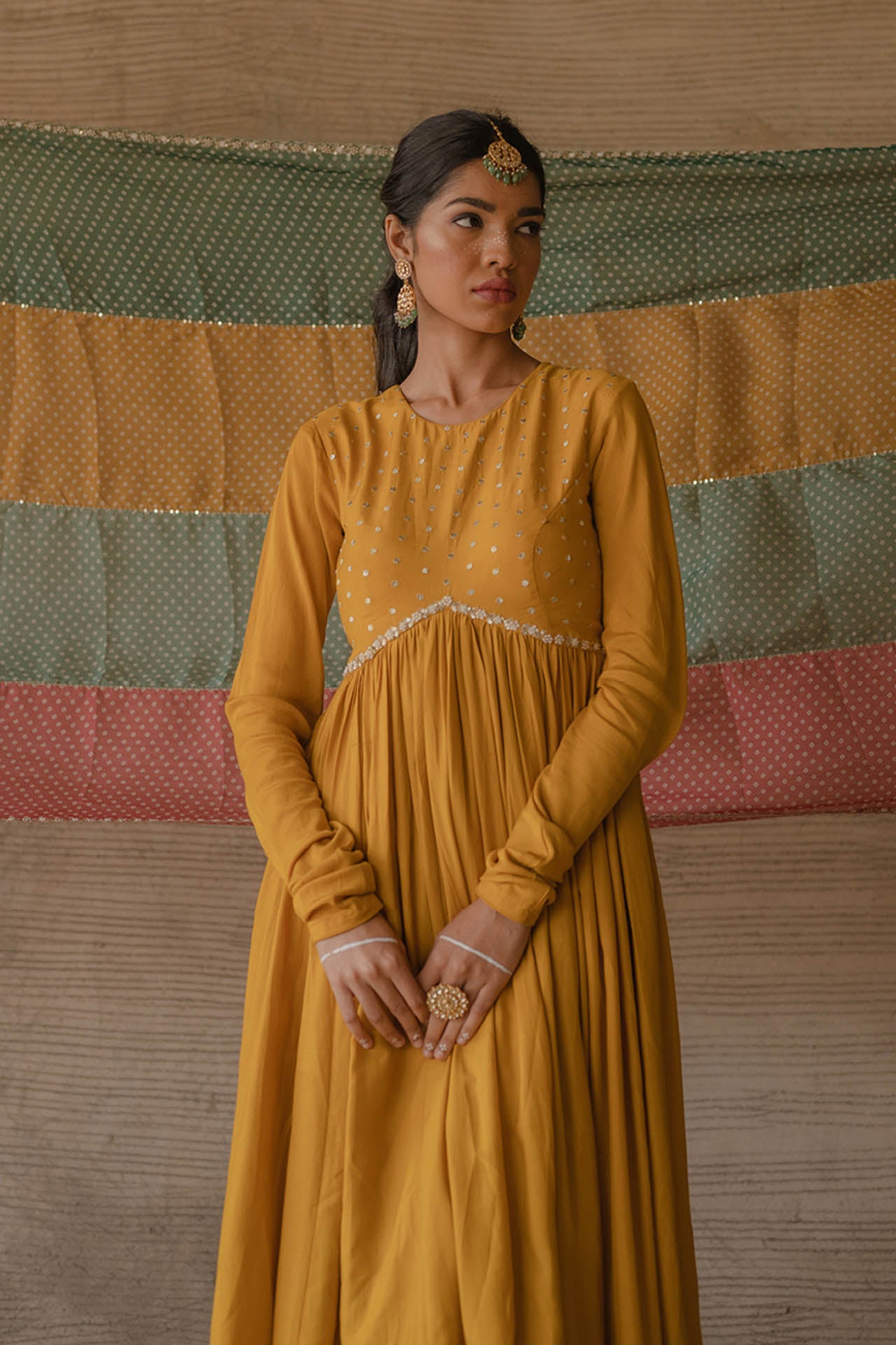 Mustard Anarkali Set