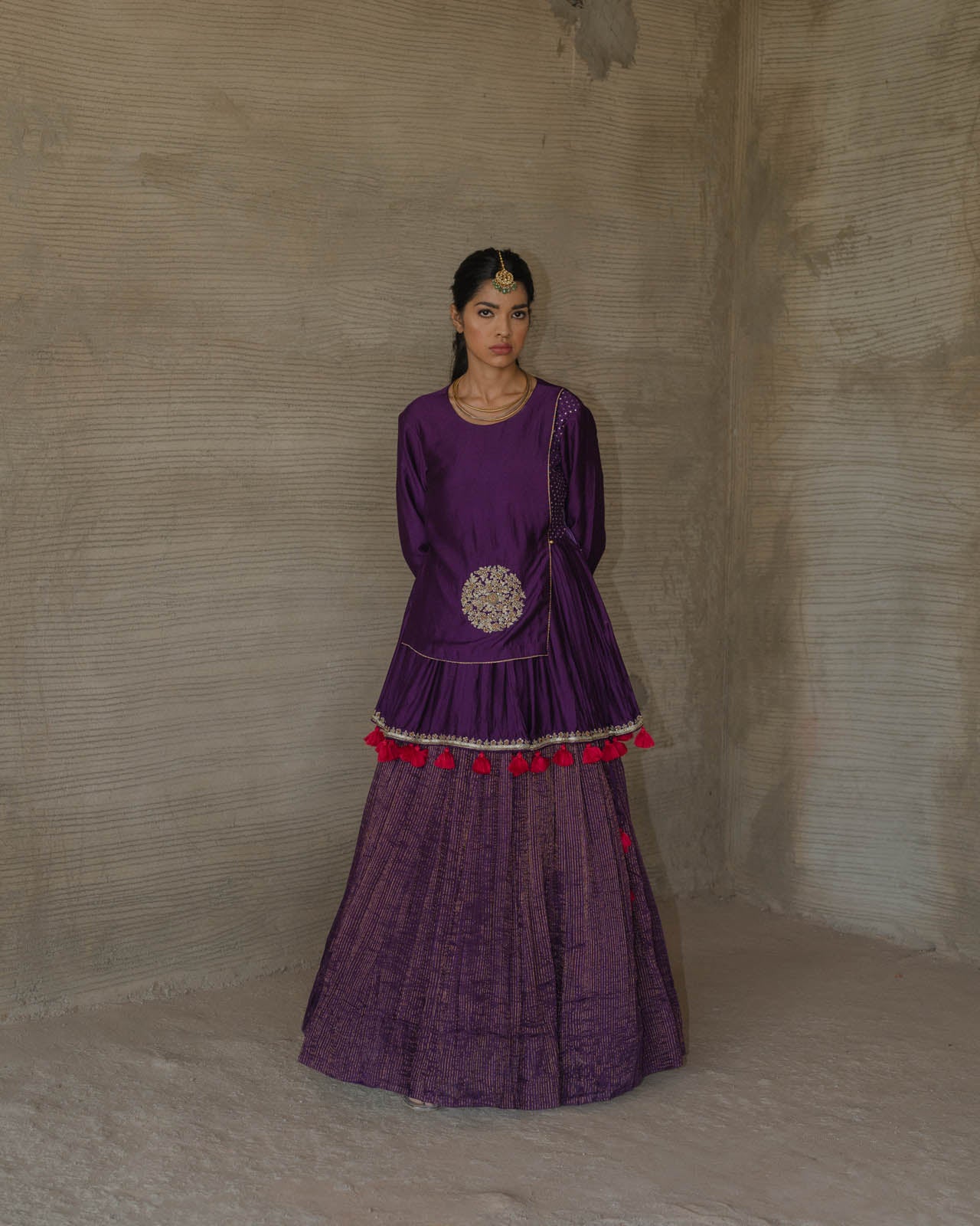 Purple Peplum Lehenga Set