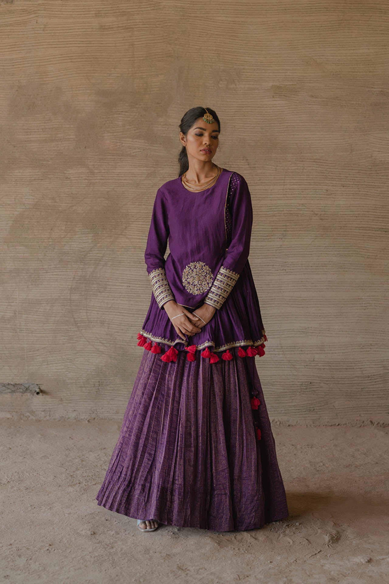 Purple Peplum Lehenga Set