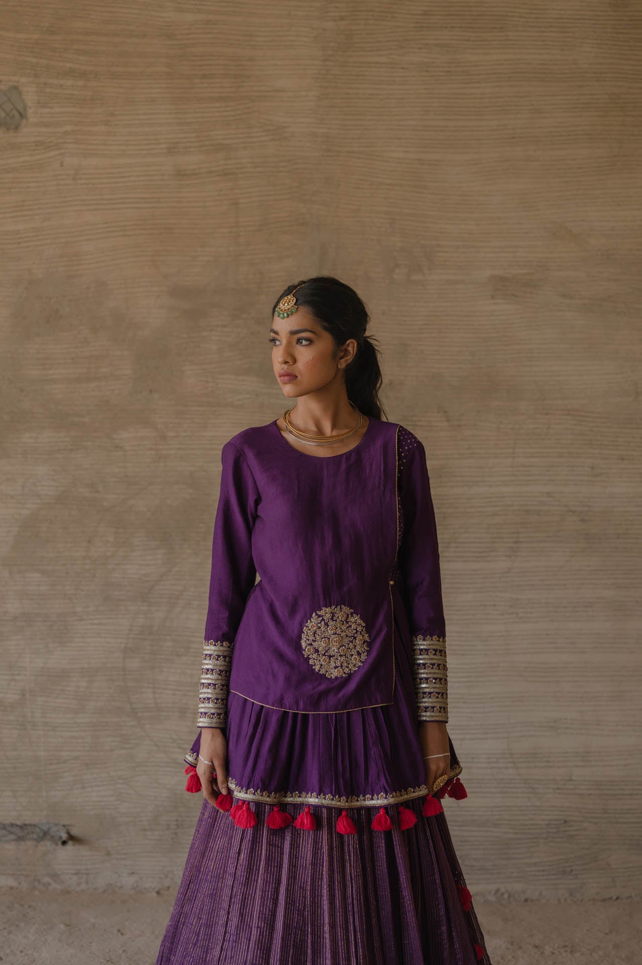Purple Peplum Lehenga Set
