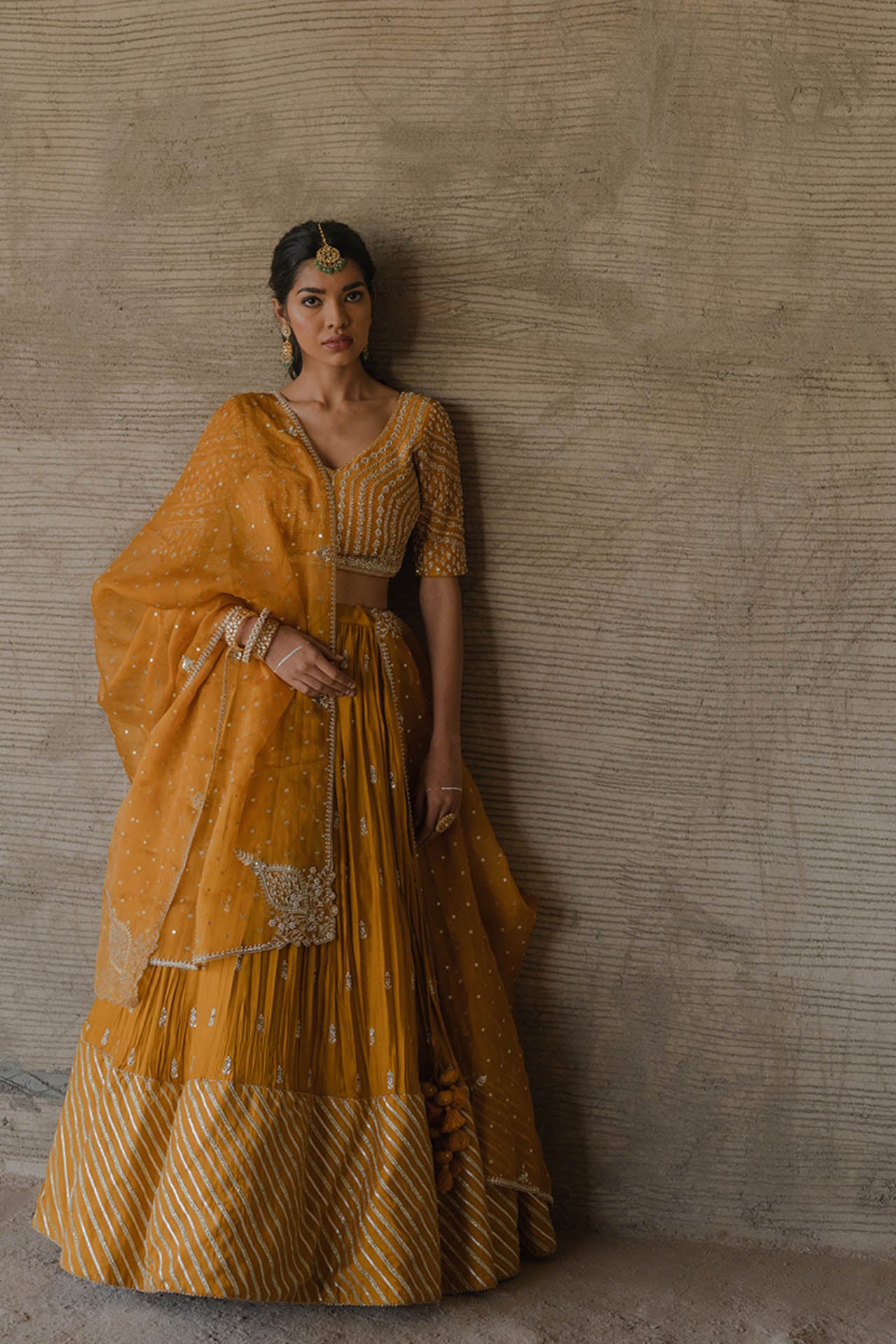 Mustard Spun Lehenga Set