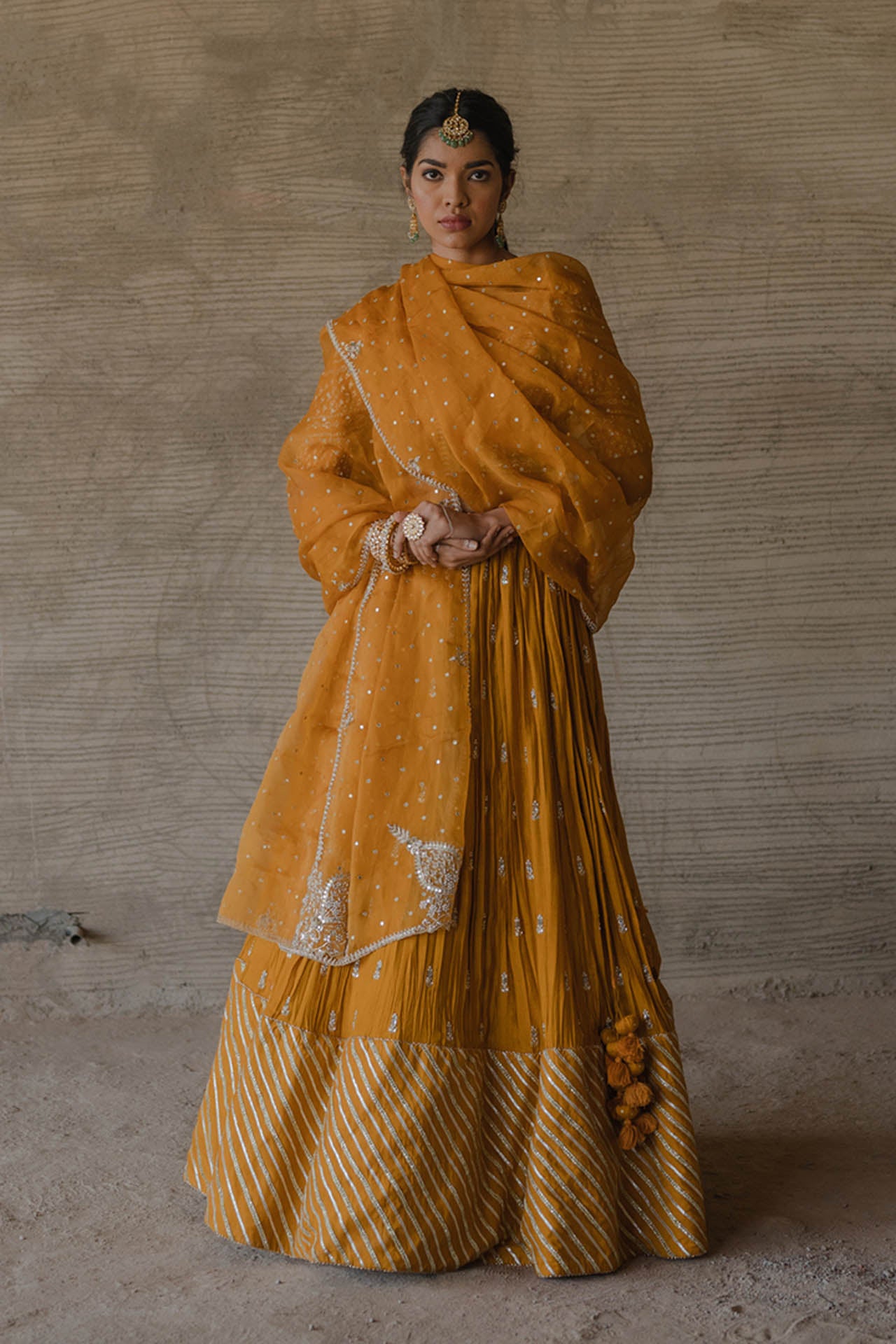 Mustard Spun Lehenga Set