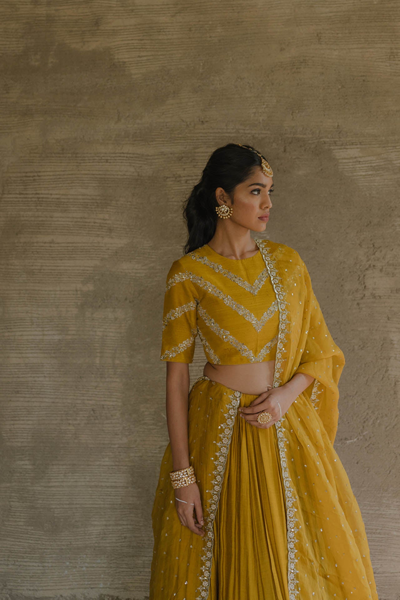 Mustard Lehenga Set