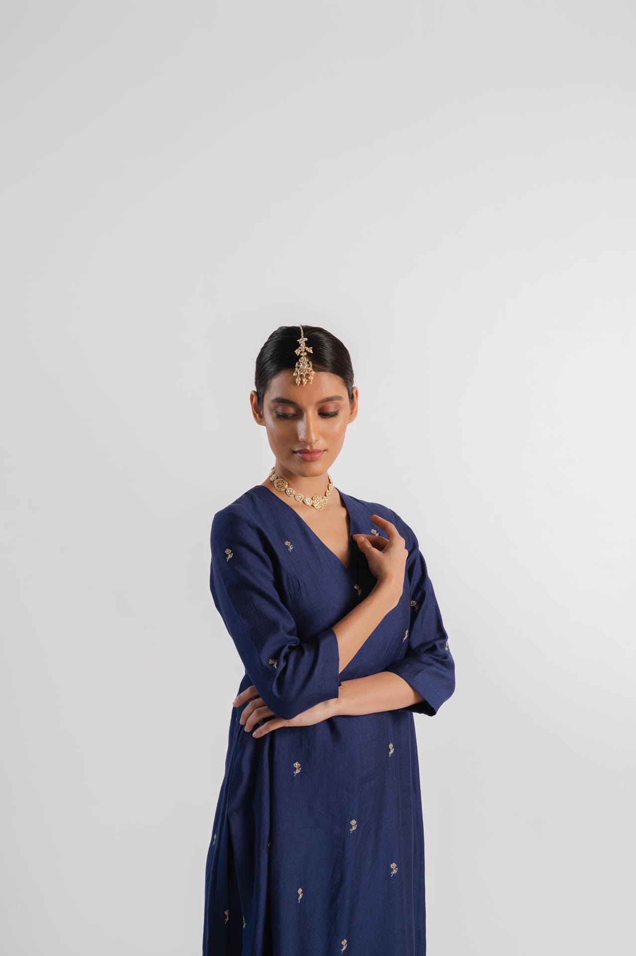 Navy Blue Spun Silk Kurta Set