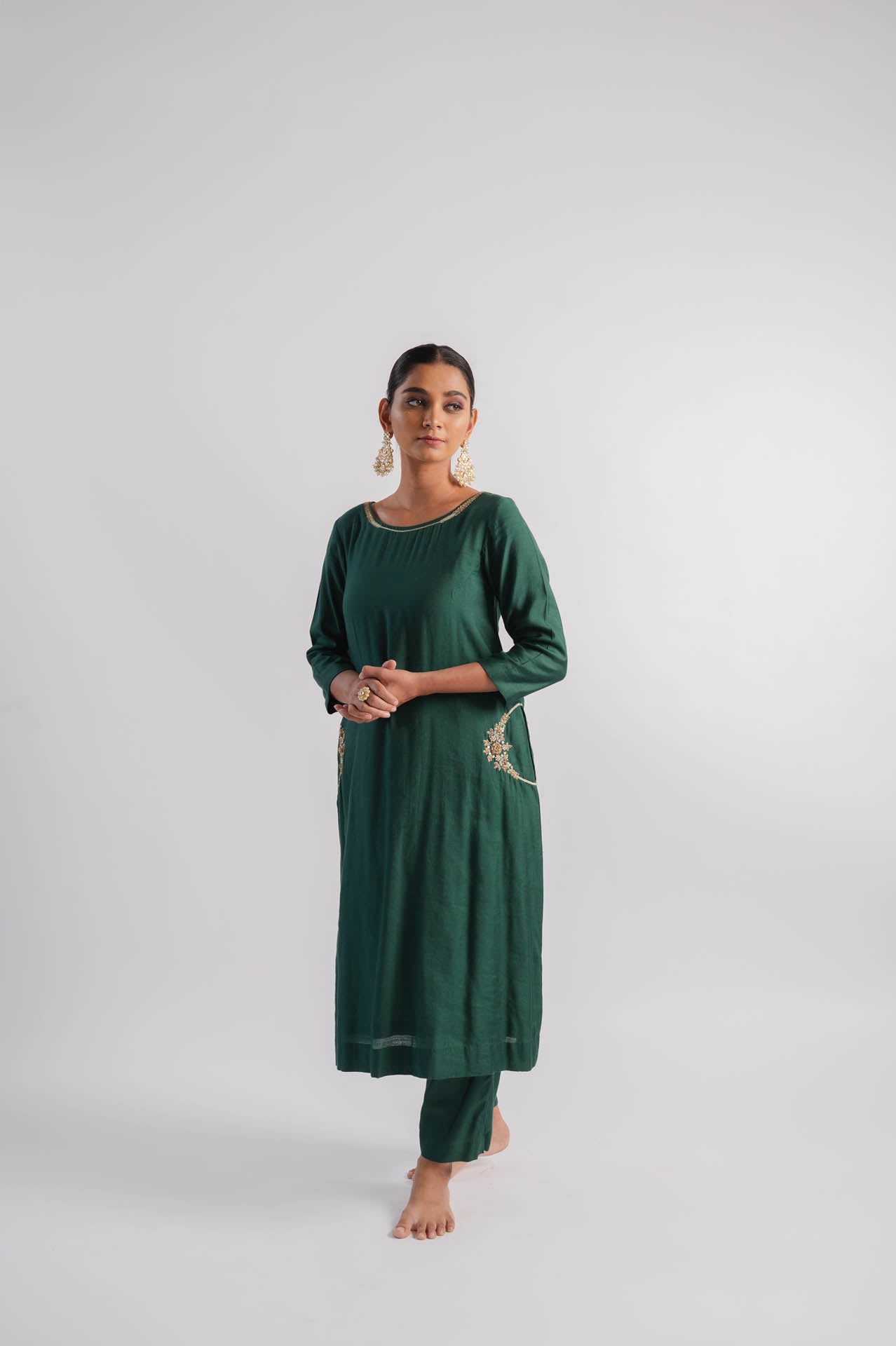 Bottle Green Kurta Set