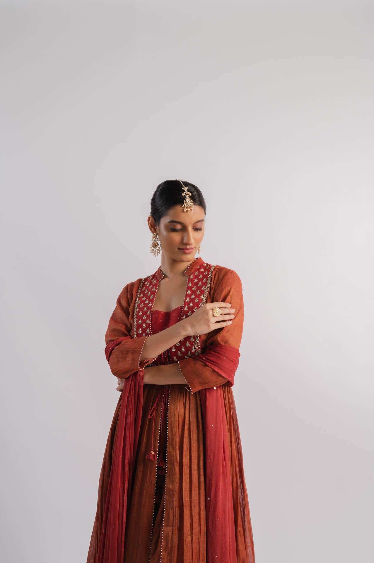 Rust Tissue Gharara Set