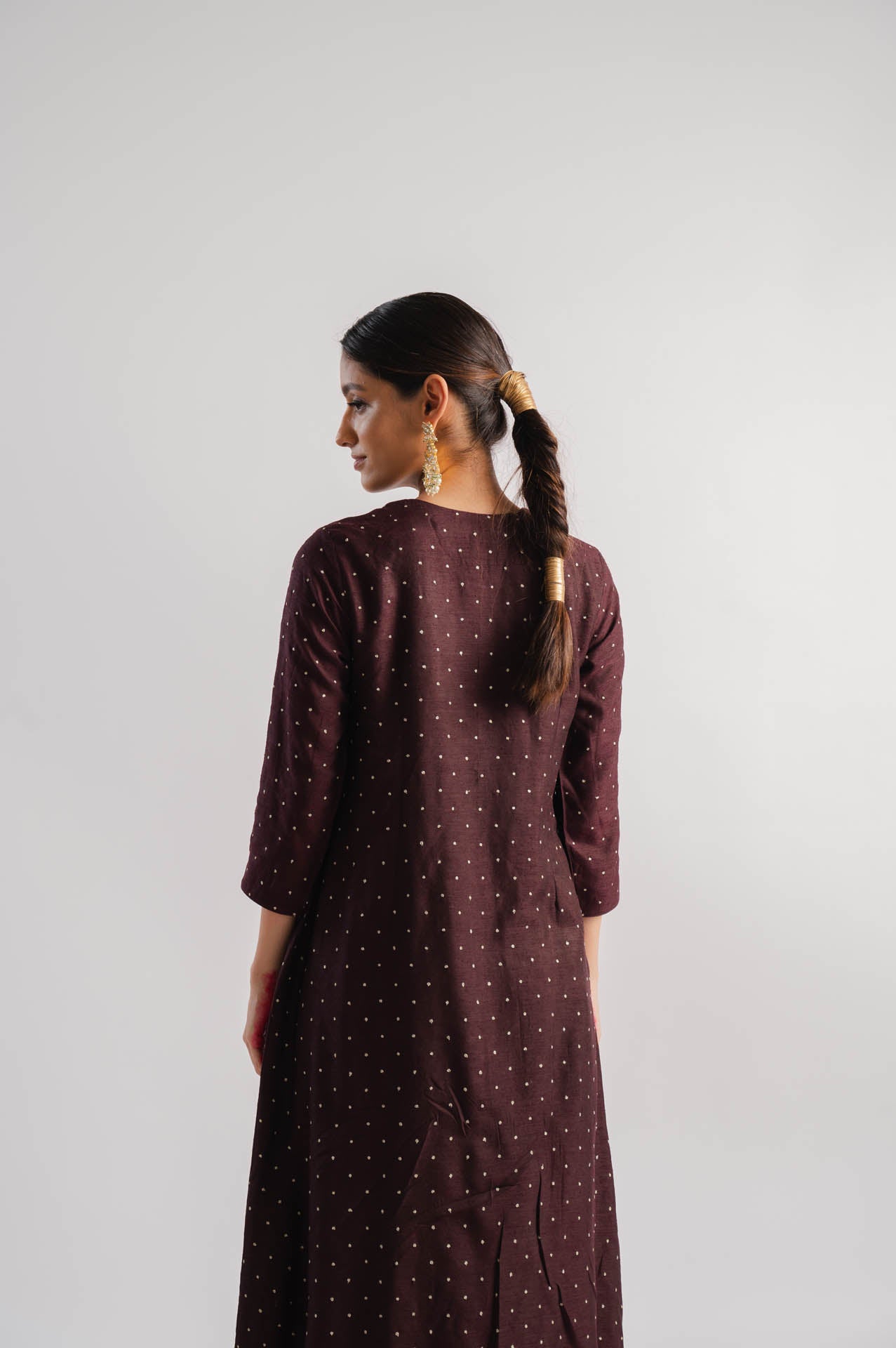 Brown Embroidered Kurta Set