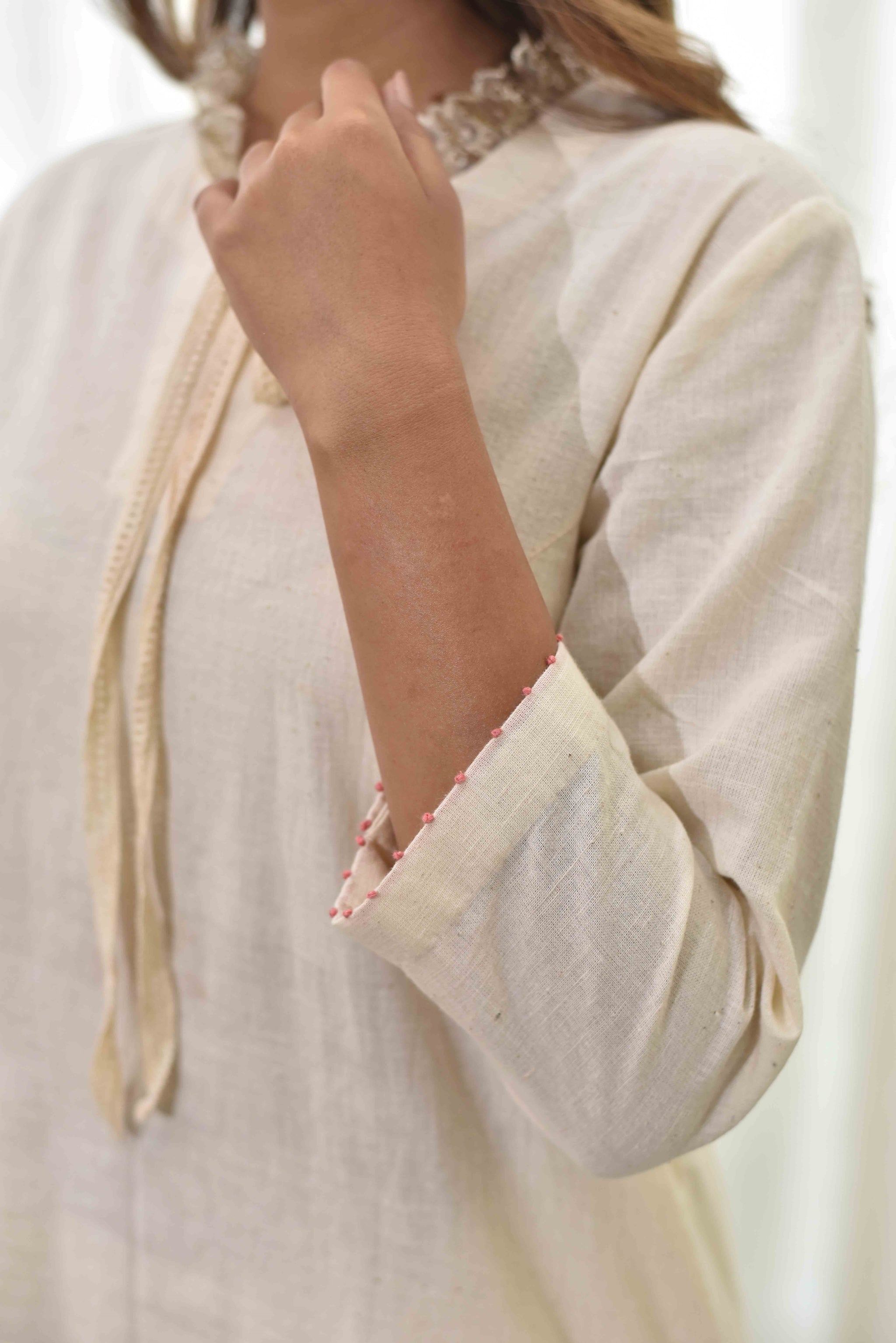 Off-white And Yellow Top With Floral Pants