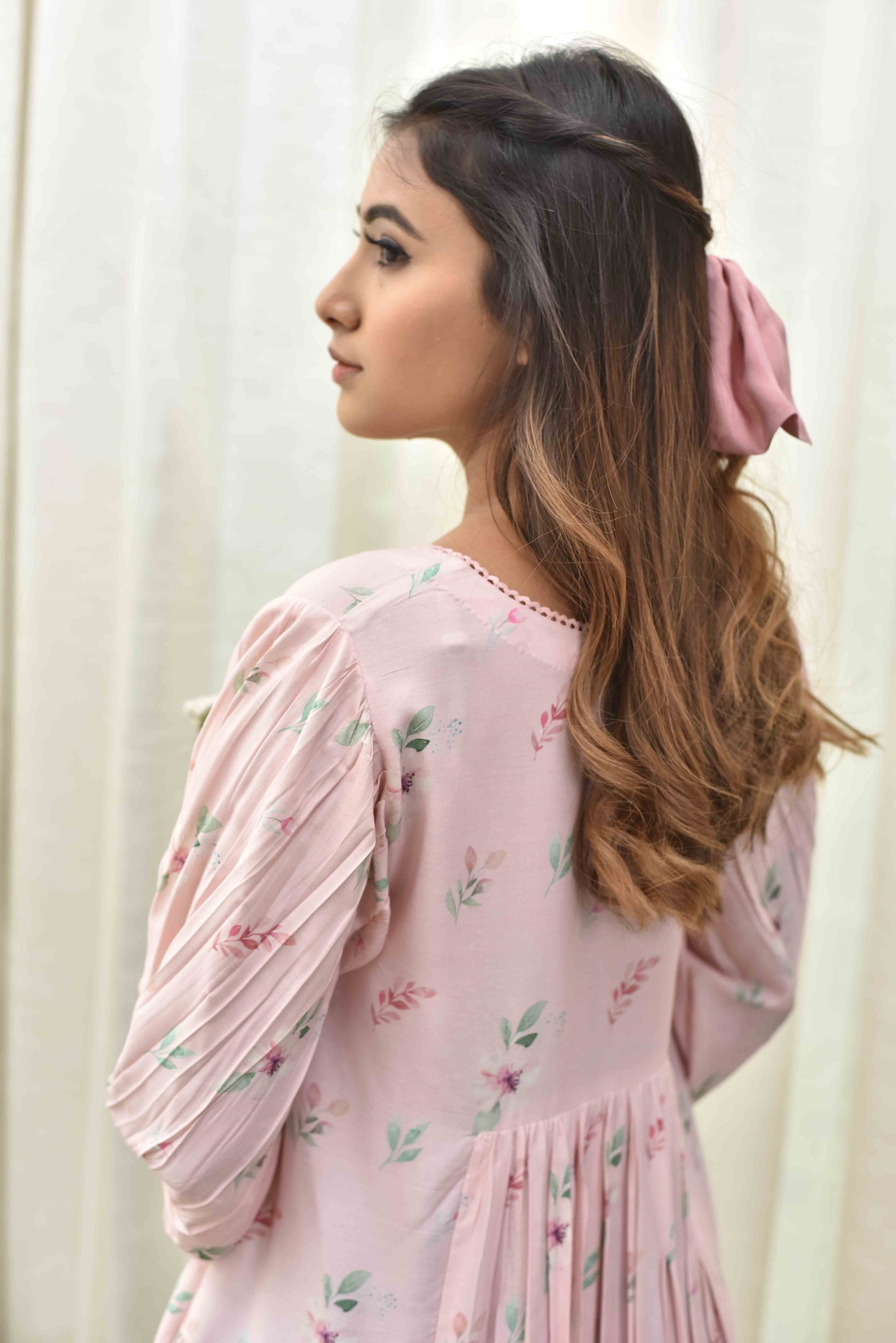 Pink Floral Frilled Dress