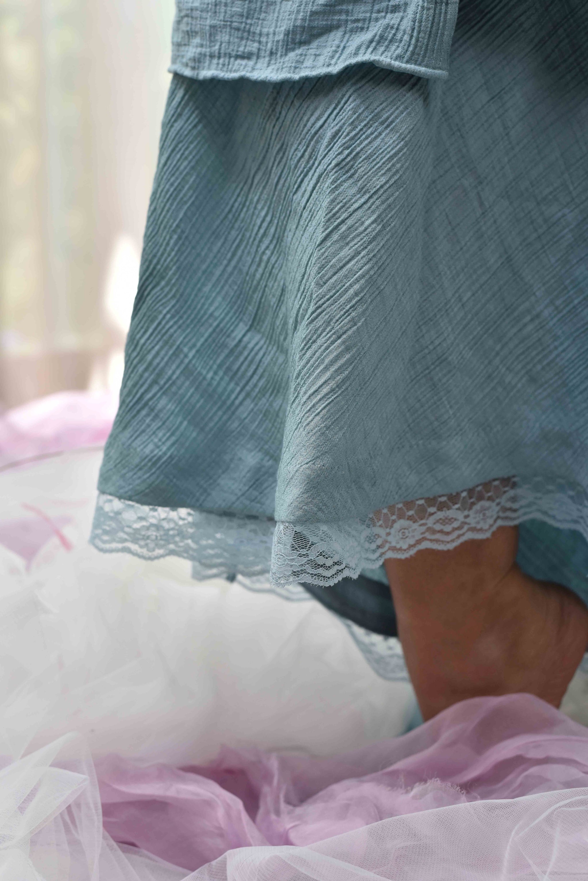 Powder Blue Overlap Top With Pants