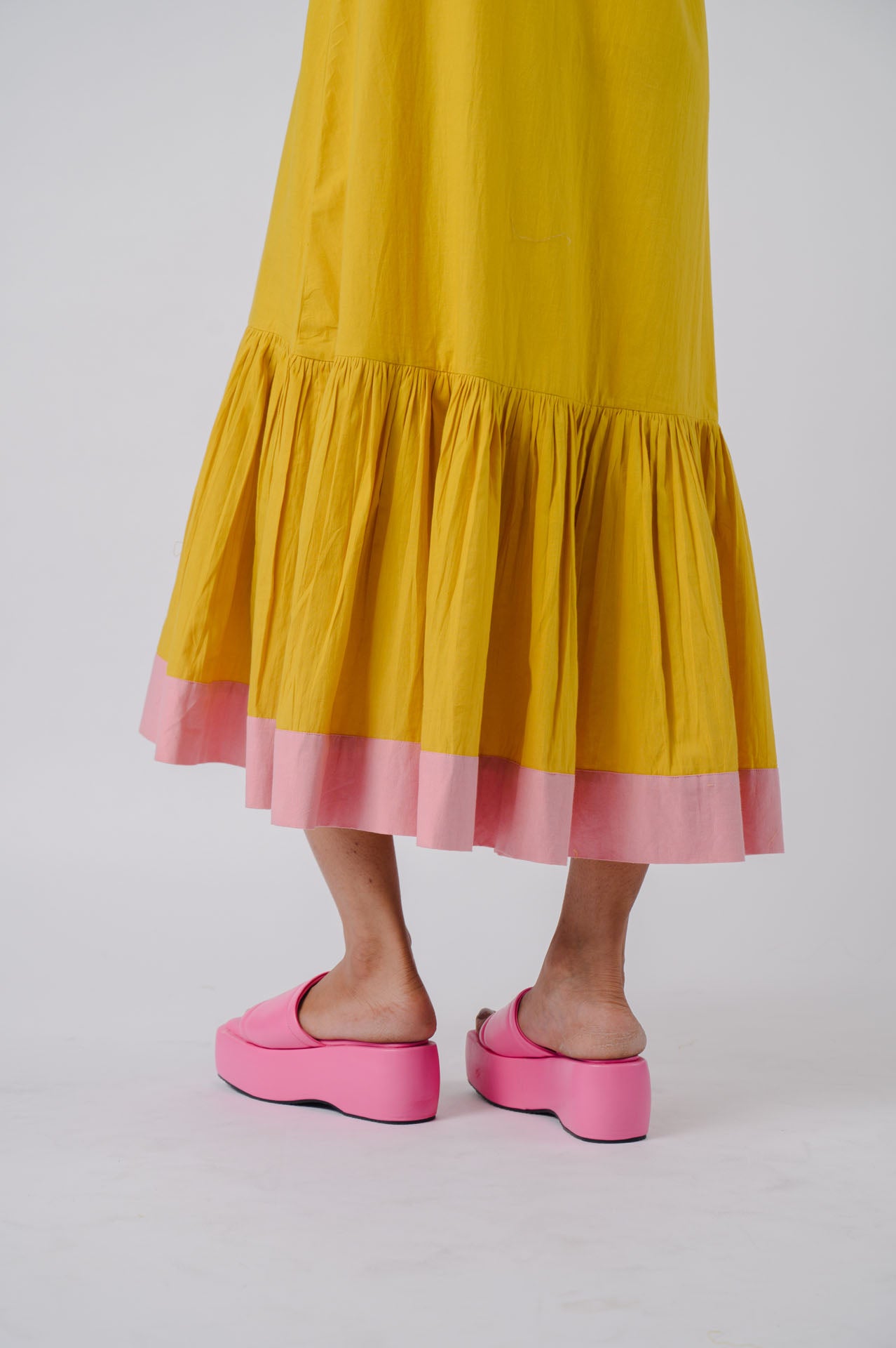 Yellow Sleeveless Tiered Dress