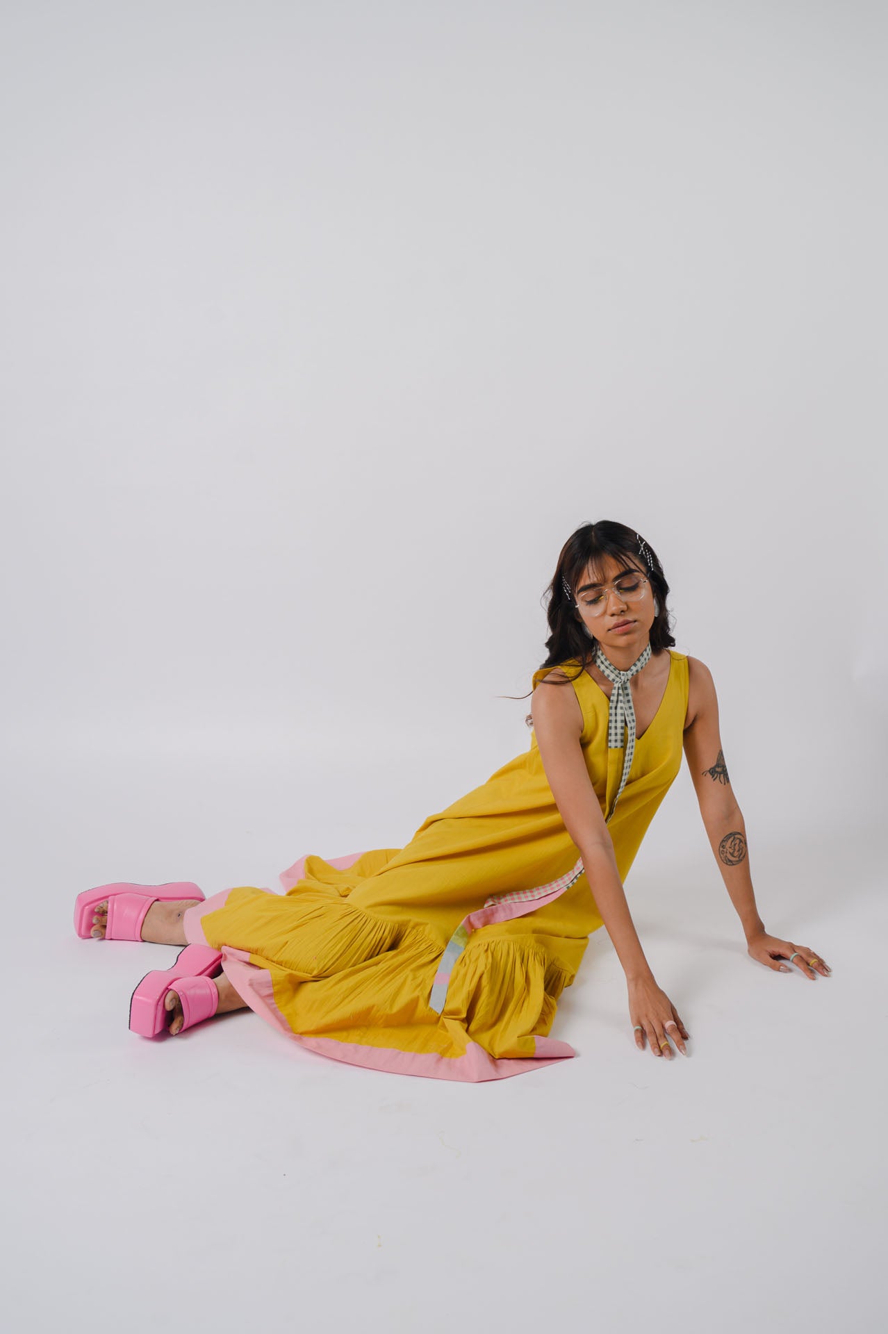 Yellow Sleeveless Tiered Dress