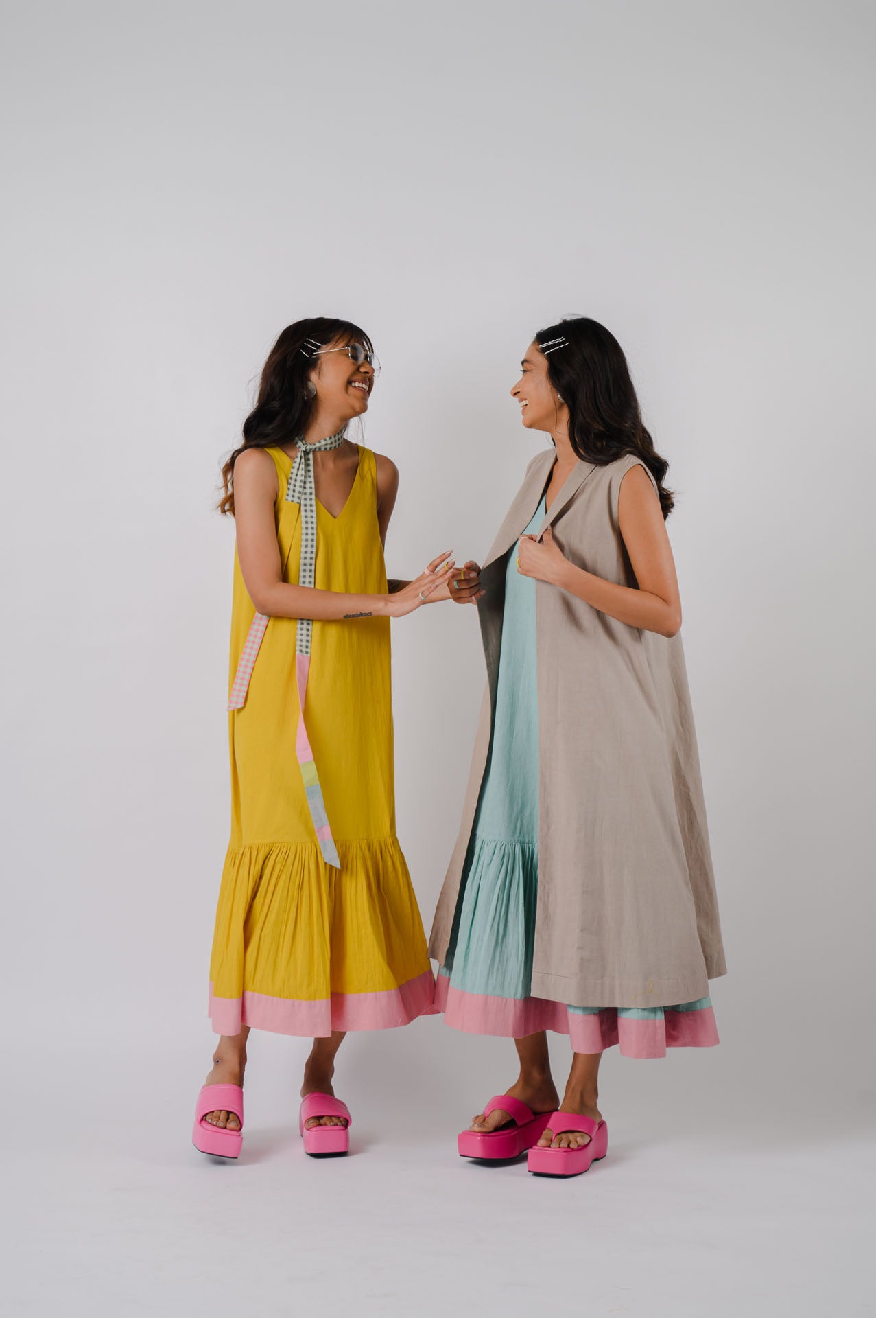 Yellow Sleeveless Tiered Dress