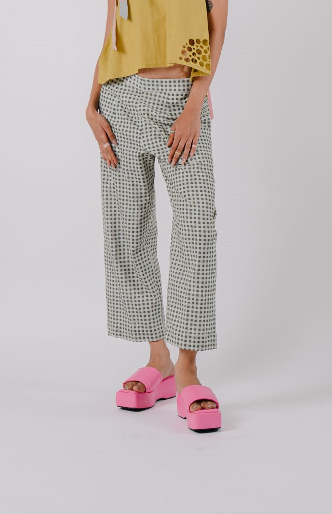 Black and white small checkered pants