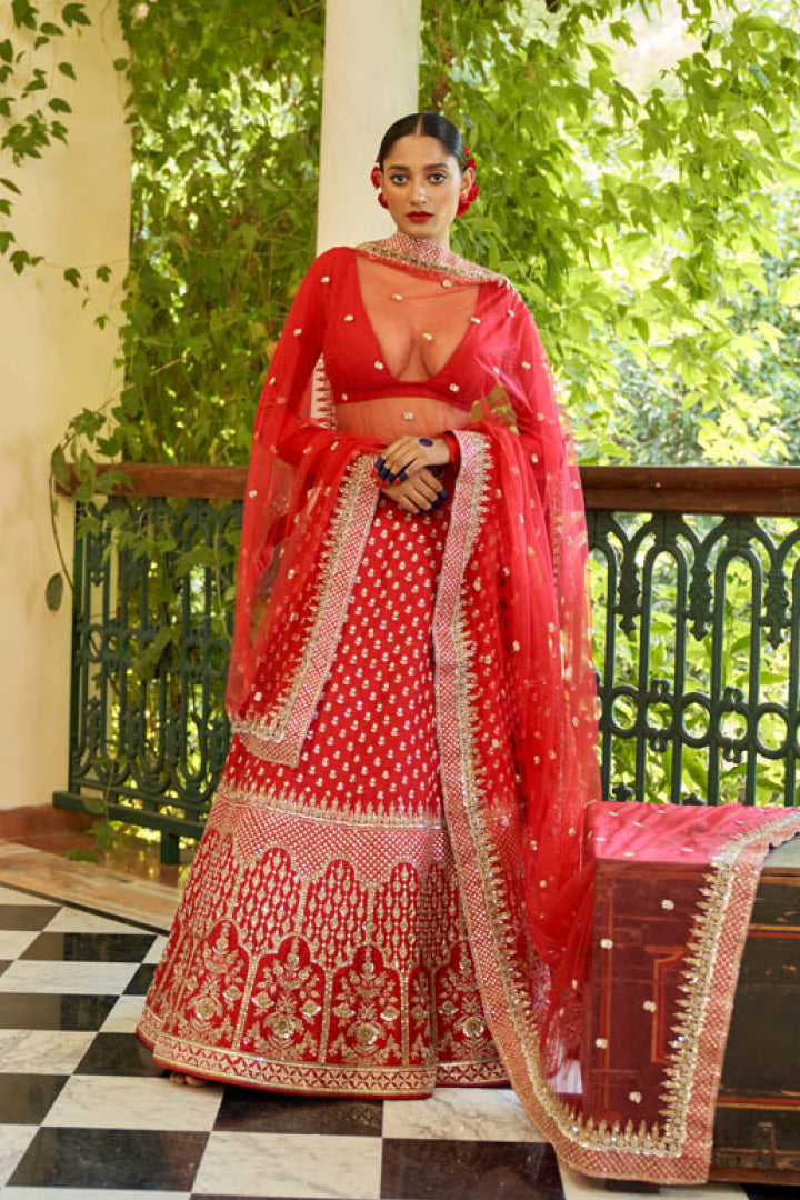 Cherry Red Lehenga Set