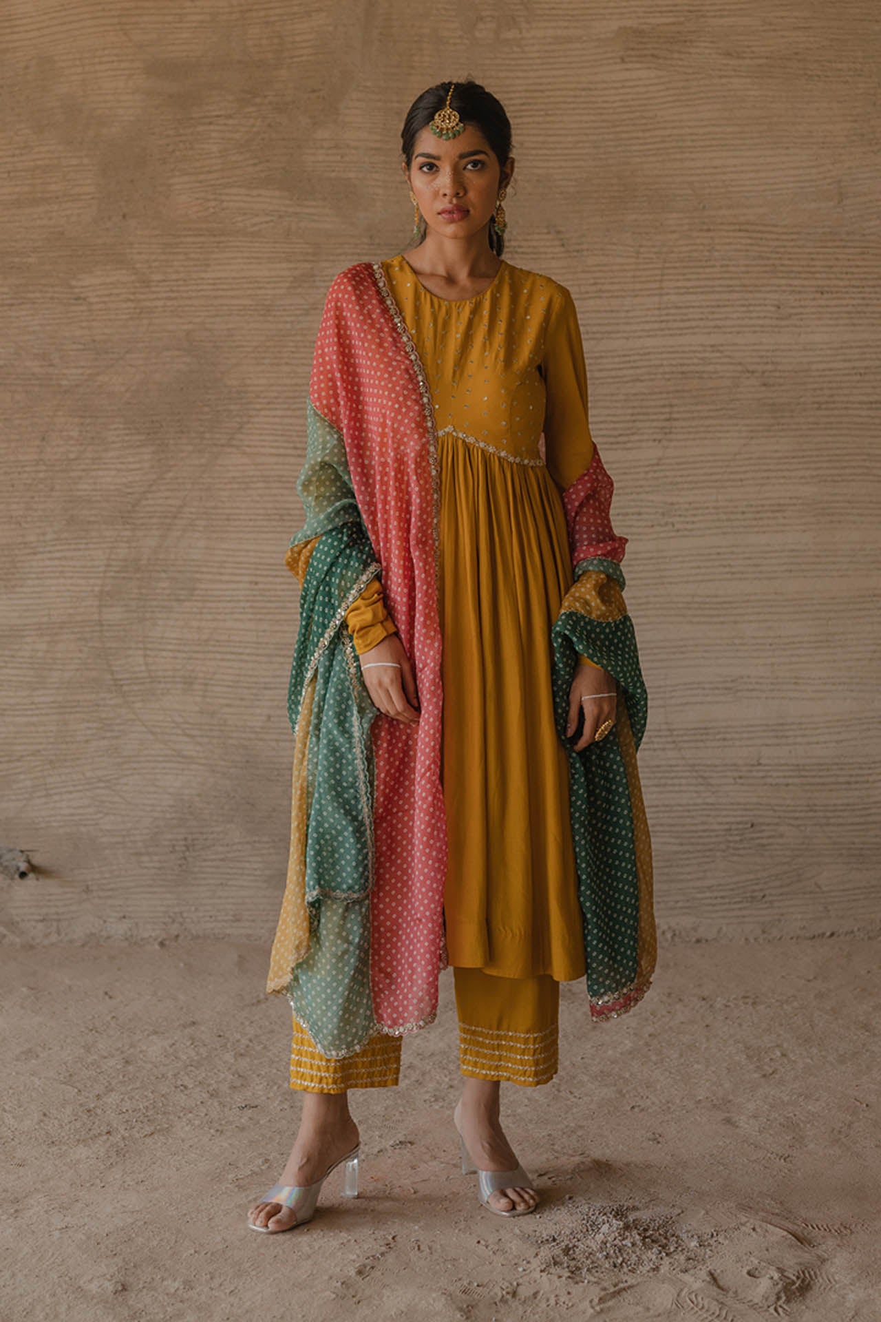 Mustard Anarkali Set