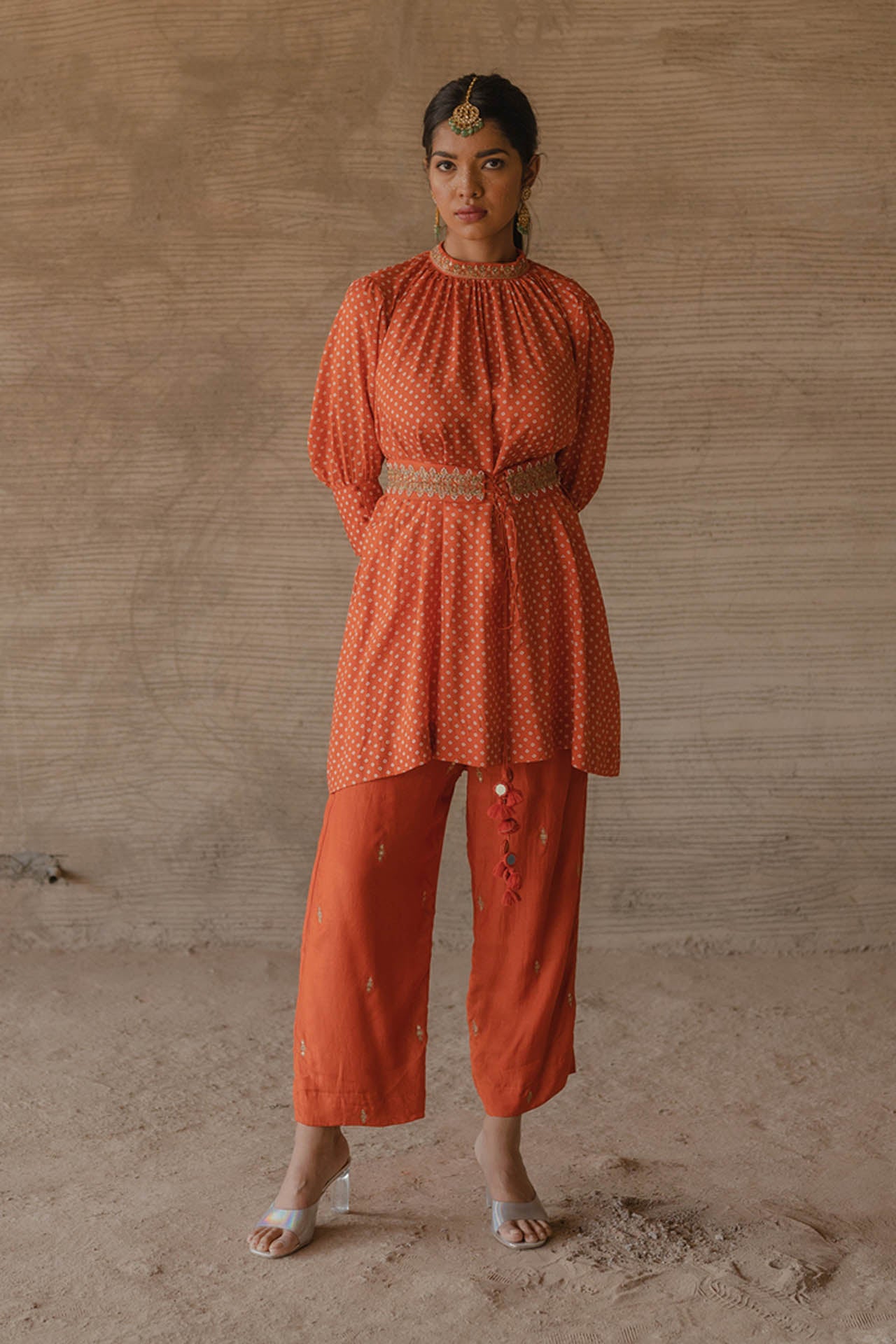 Orange Bandhej Co-Ord Set