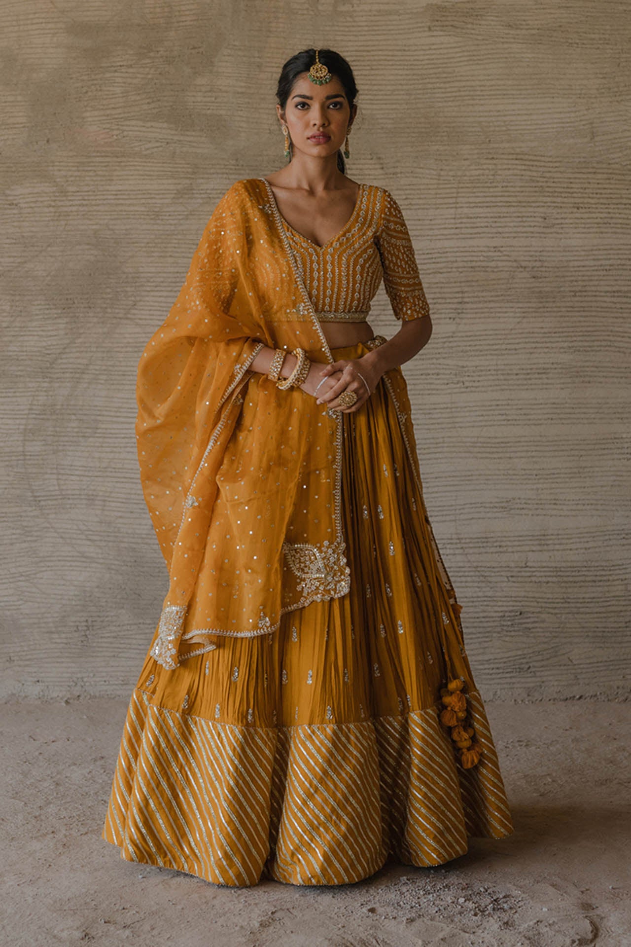 Mustard Spun Lehenga Set